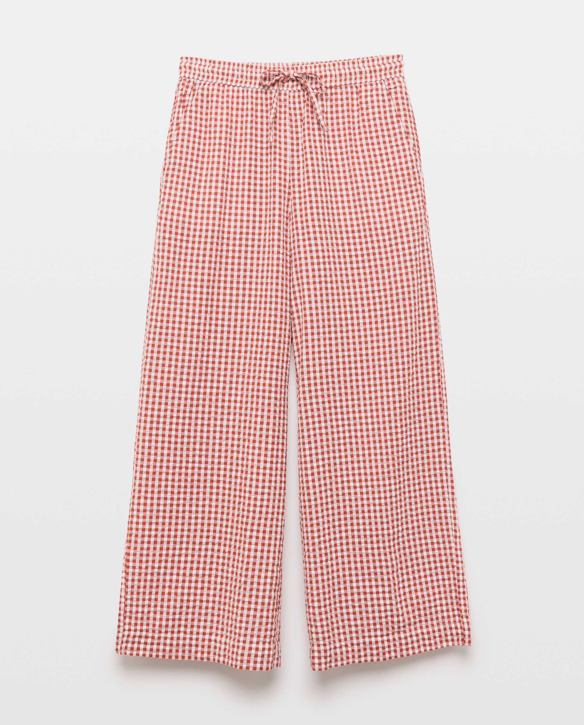 Pantalón de mujer de algodón vichy Rojo-4