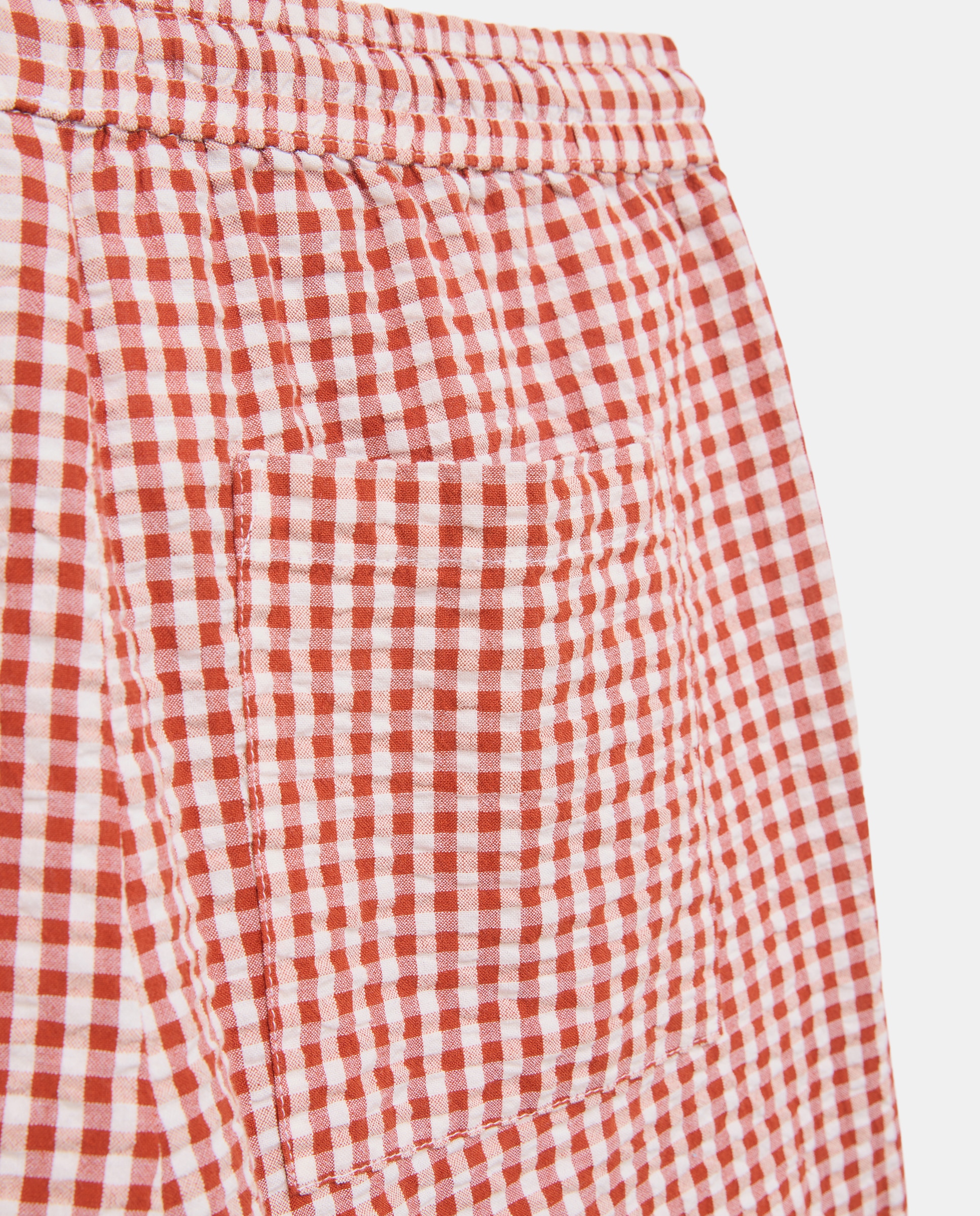 Pantalón de mujer de algodón vichy Rojo-5