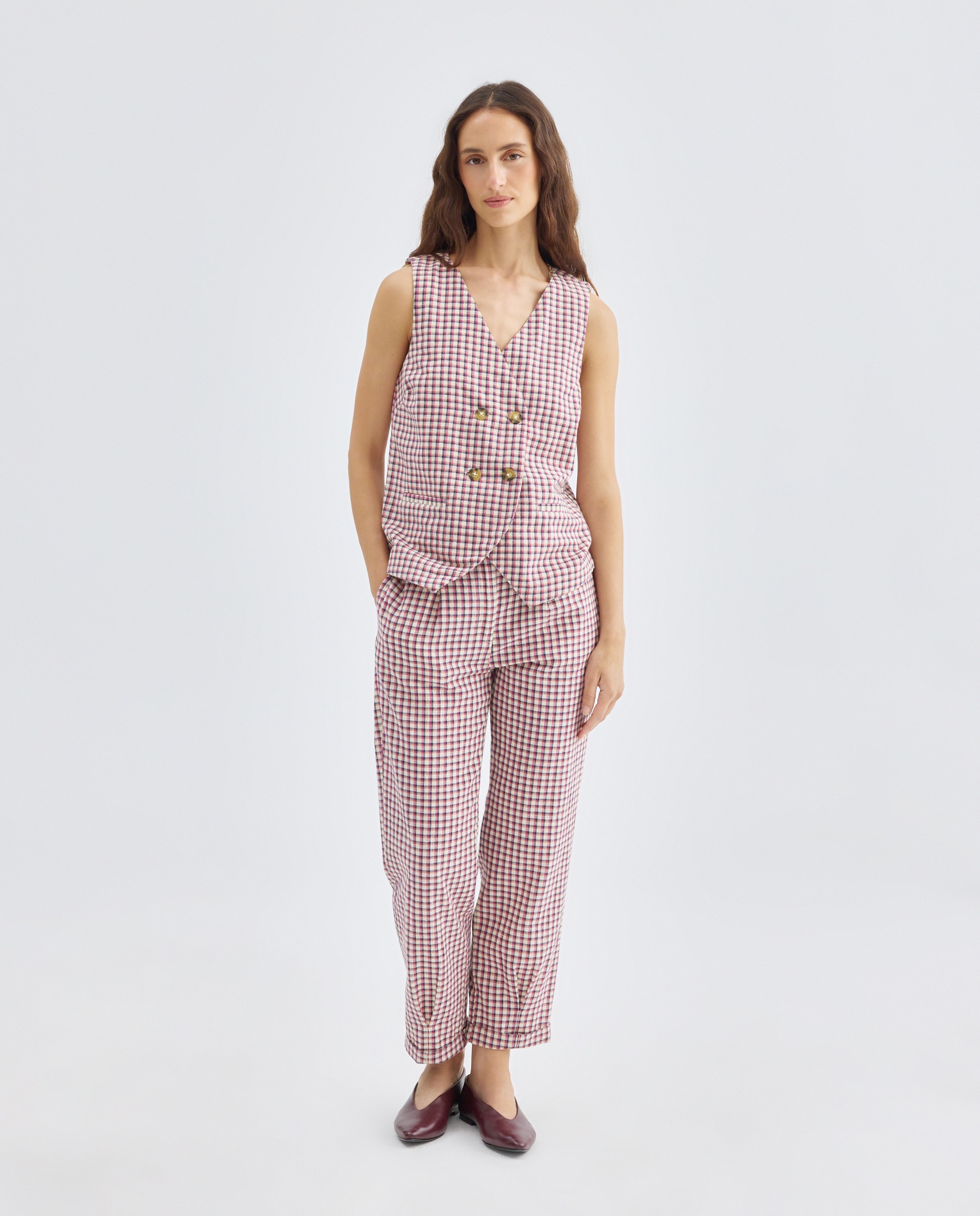 Imagen 0 de Pantalón de mujer de cuadros total look