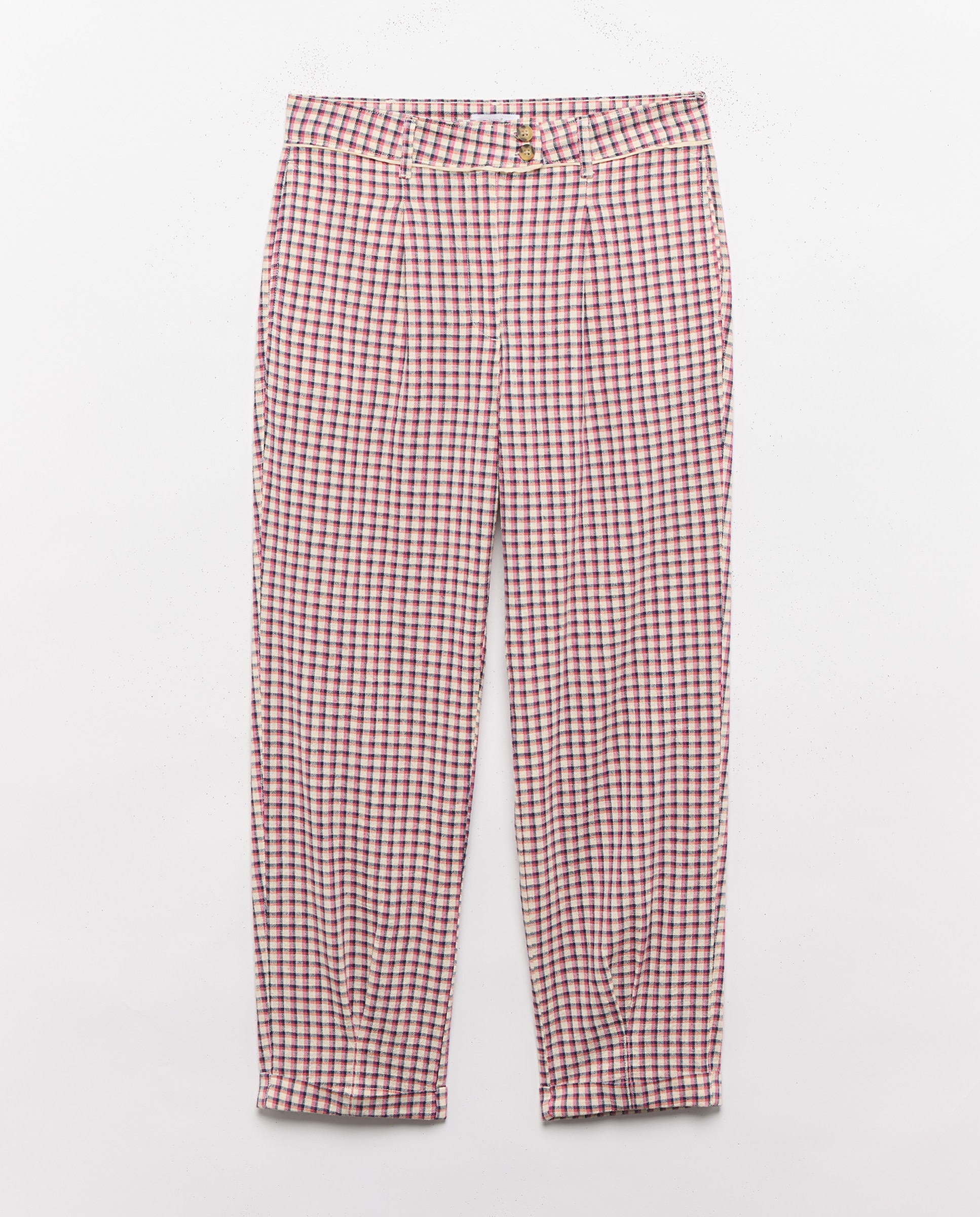 Pantalón de mujer de cuadros total look Rojo-4