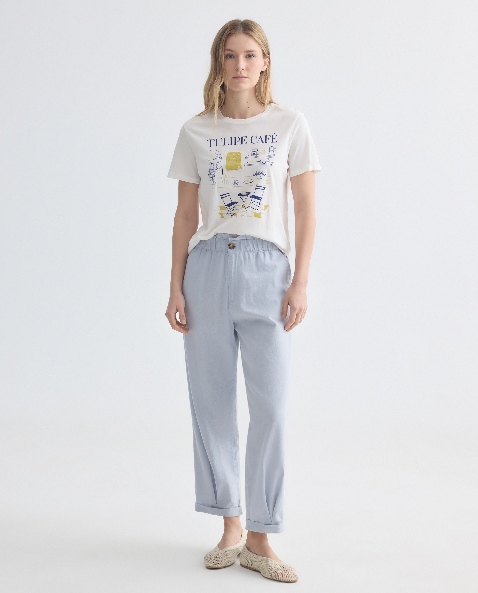 Imagen 0 de Pantalón de mujer de algodón con cintura elástica