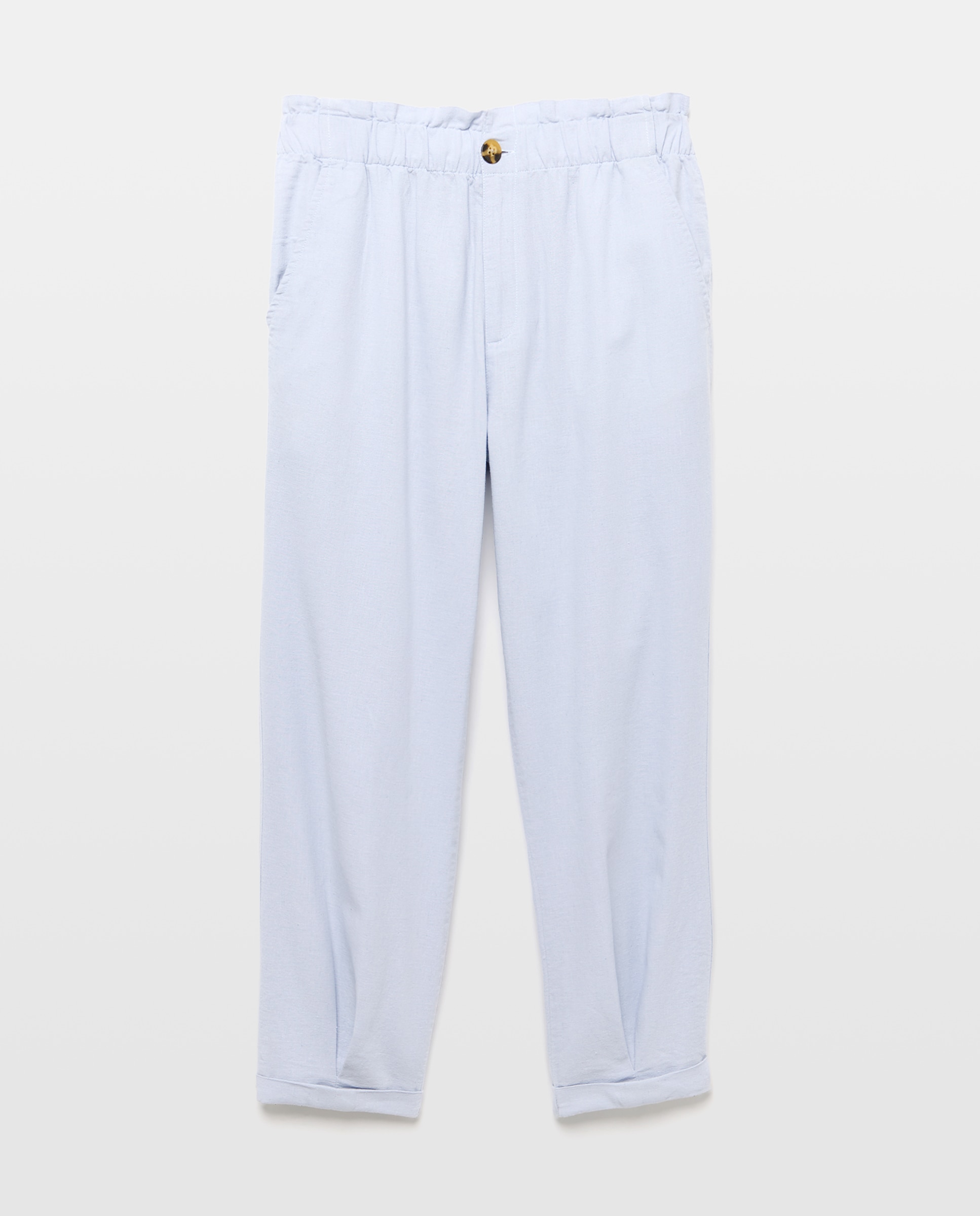 Pantalón de mujer de algodón con cintura elástica Azul Cielo-4