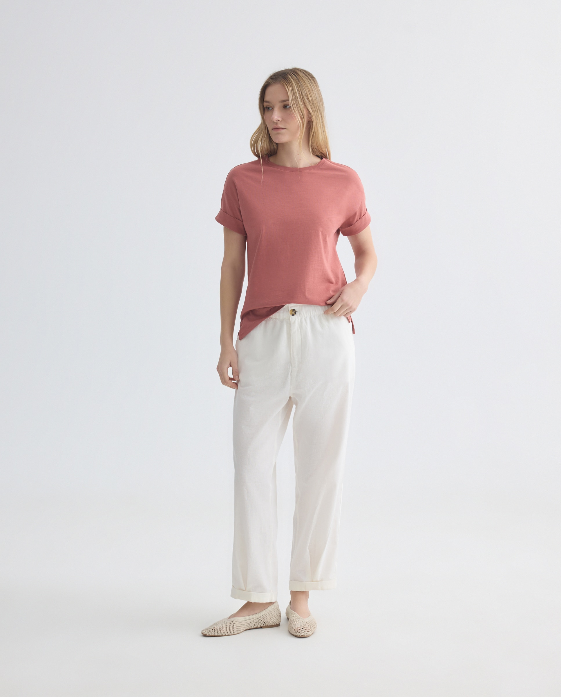 Imagen 0 de Pantalón de mujer de algodón con cintura elástica