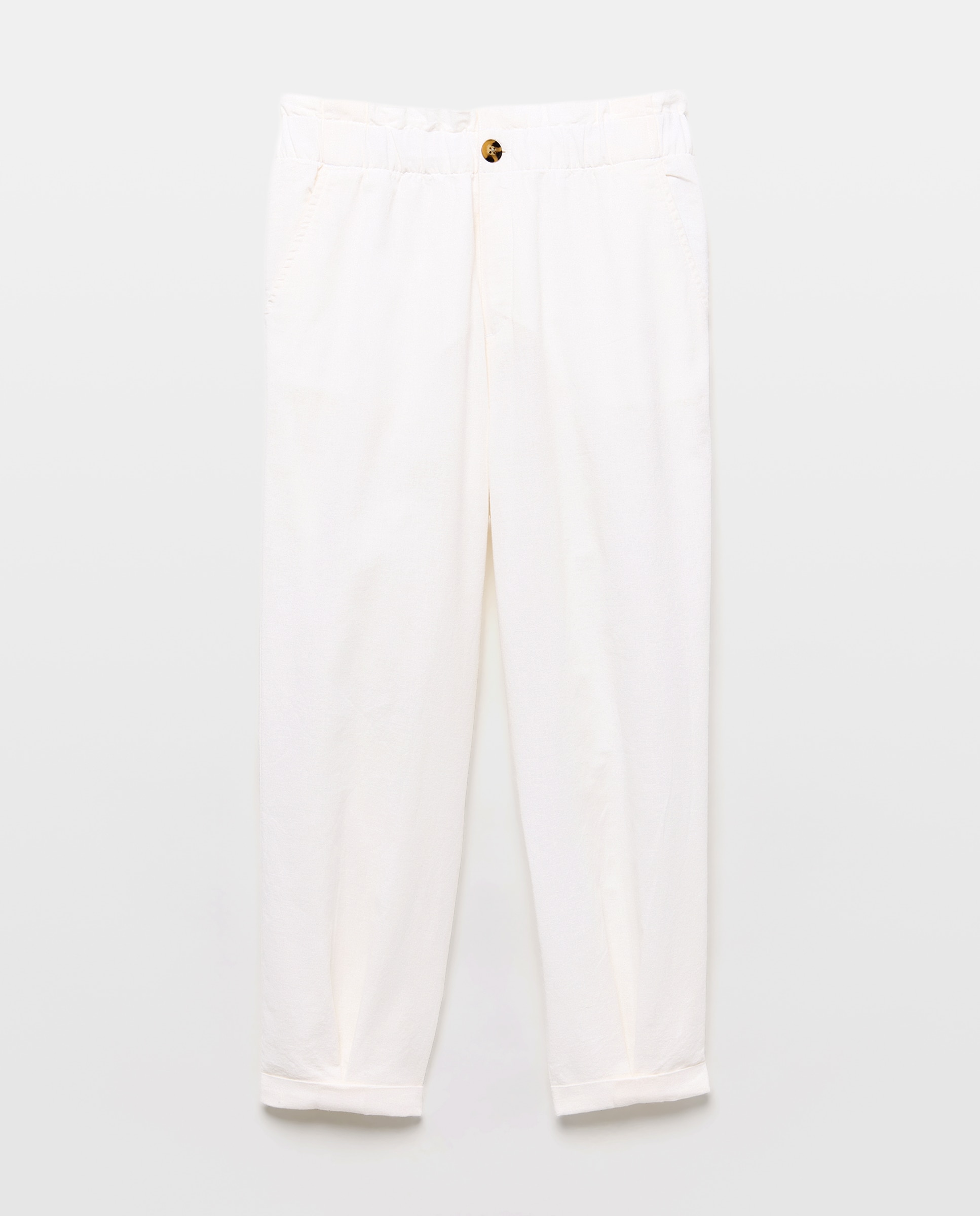 Pantalón de mujer de algodón con cintura elástica 120 Crudo-4