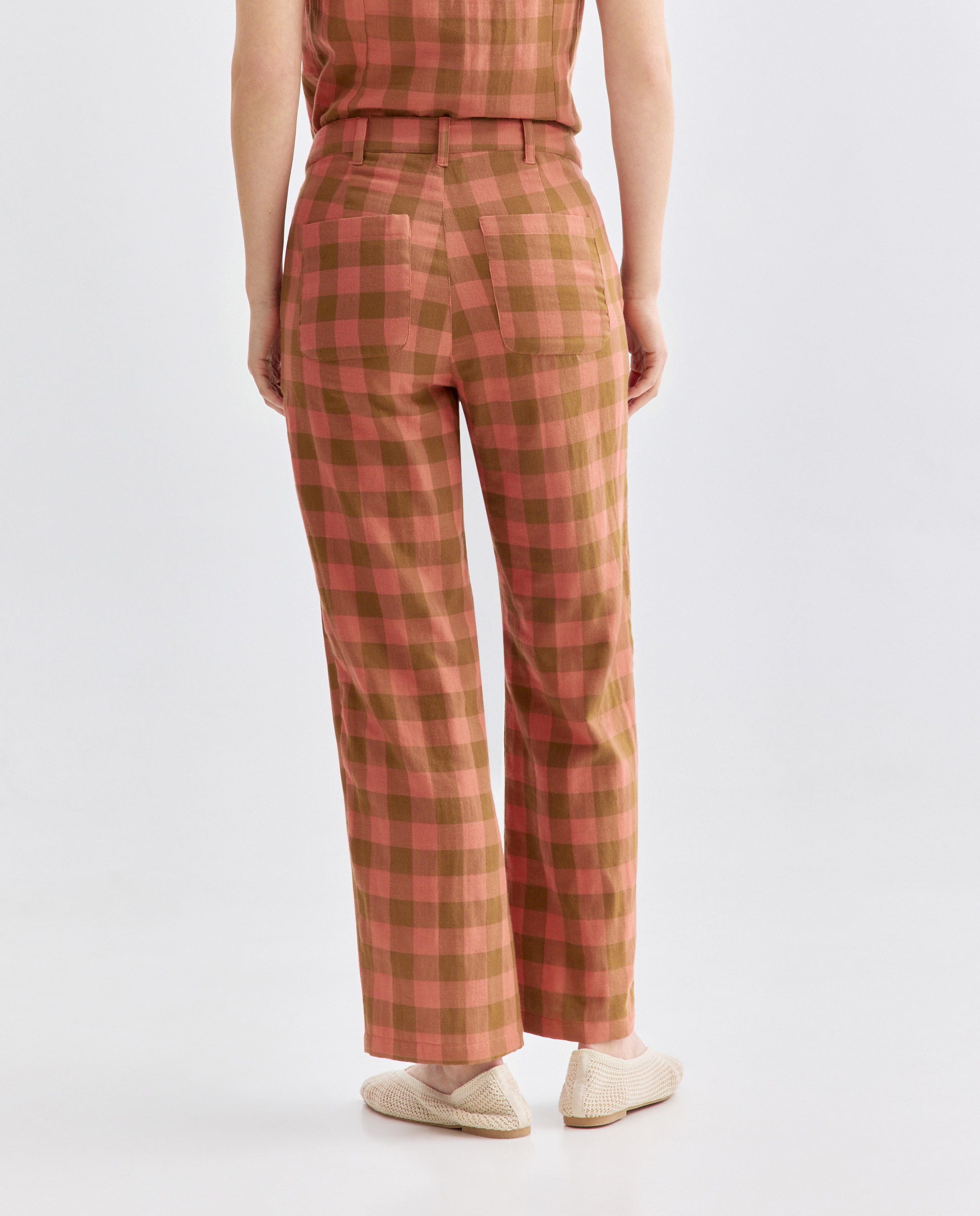Pantalón de mujer de cuadros total look Rojo-3