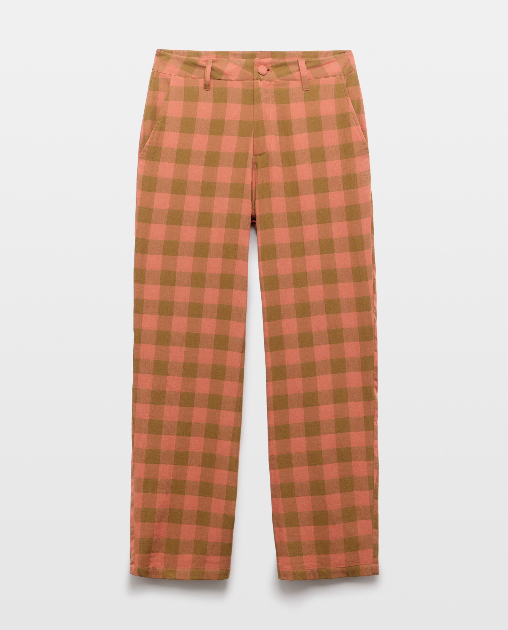Pantalón de mujer de cuadros total look Rojo-4