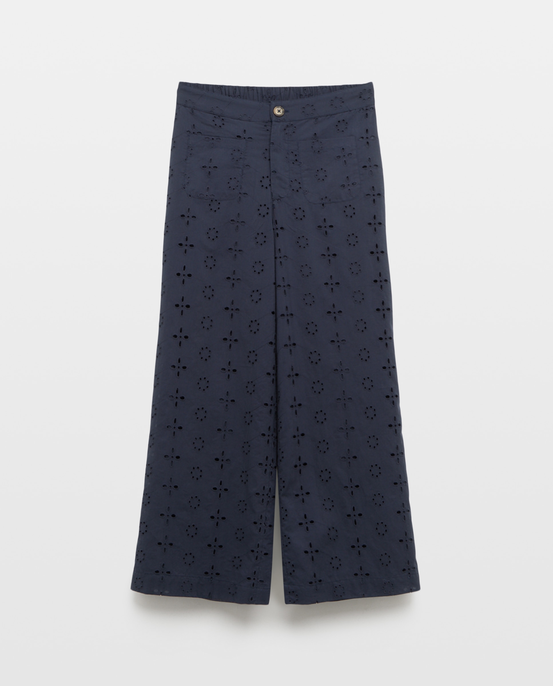 Pantalón de mujer bordado total look Azul marino-4