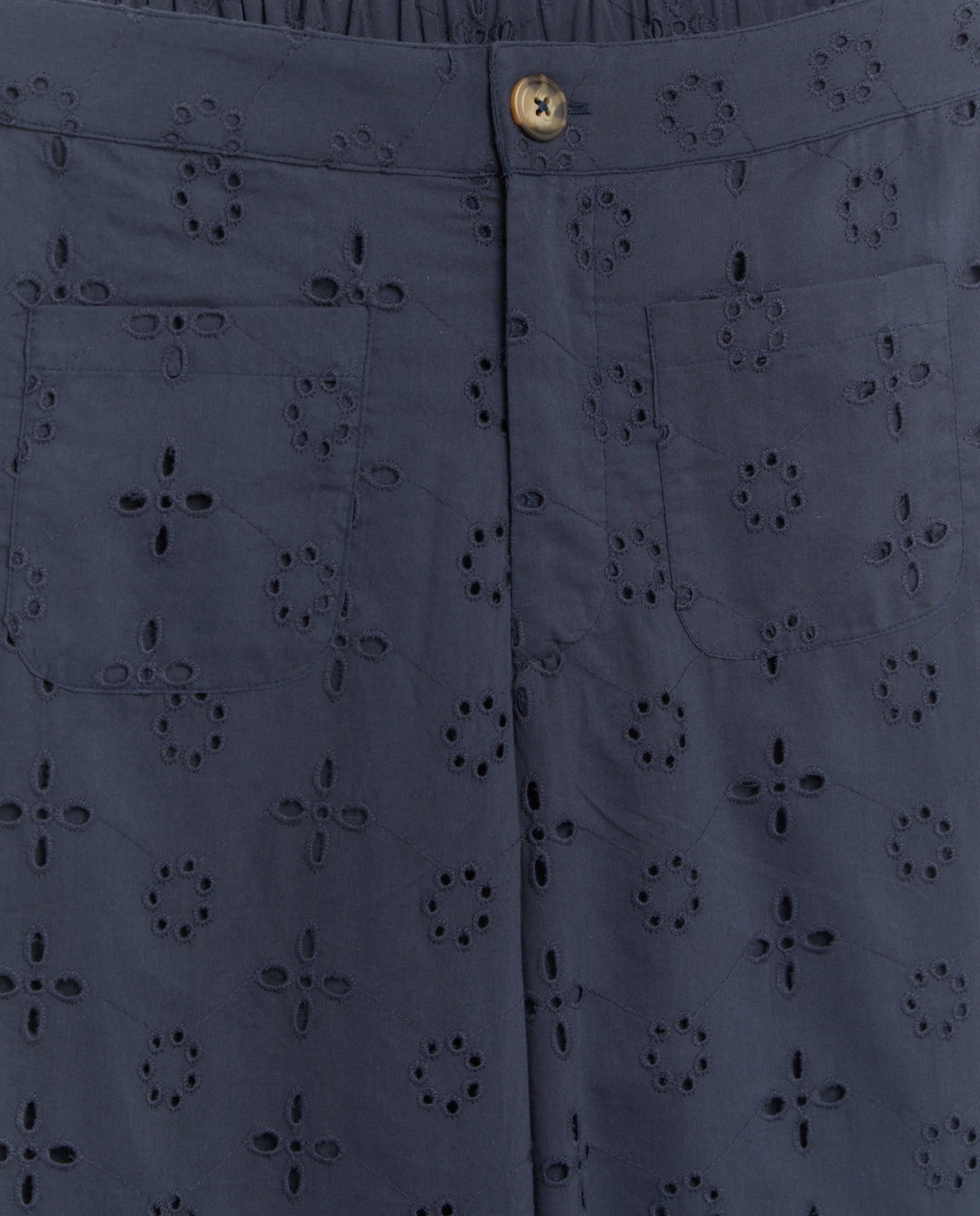 Pantalón de mujer bordado total look Azul marino-5