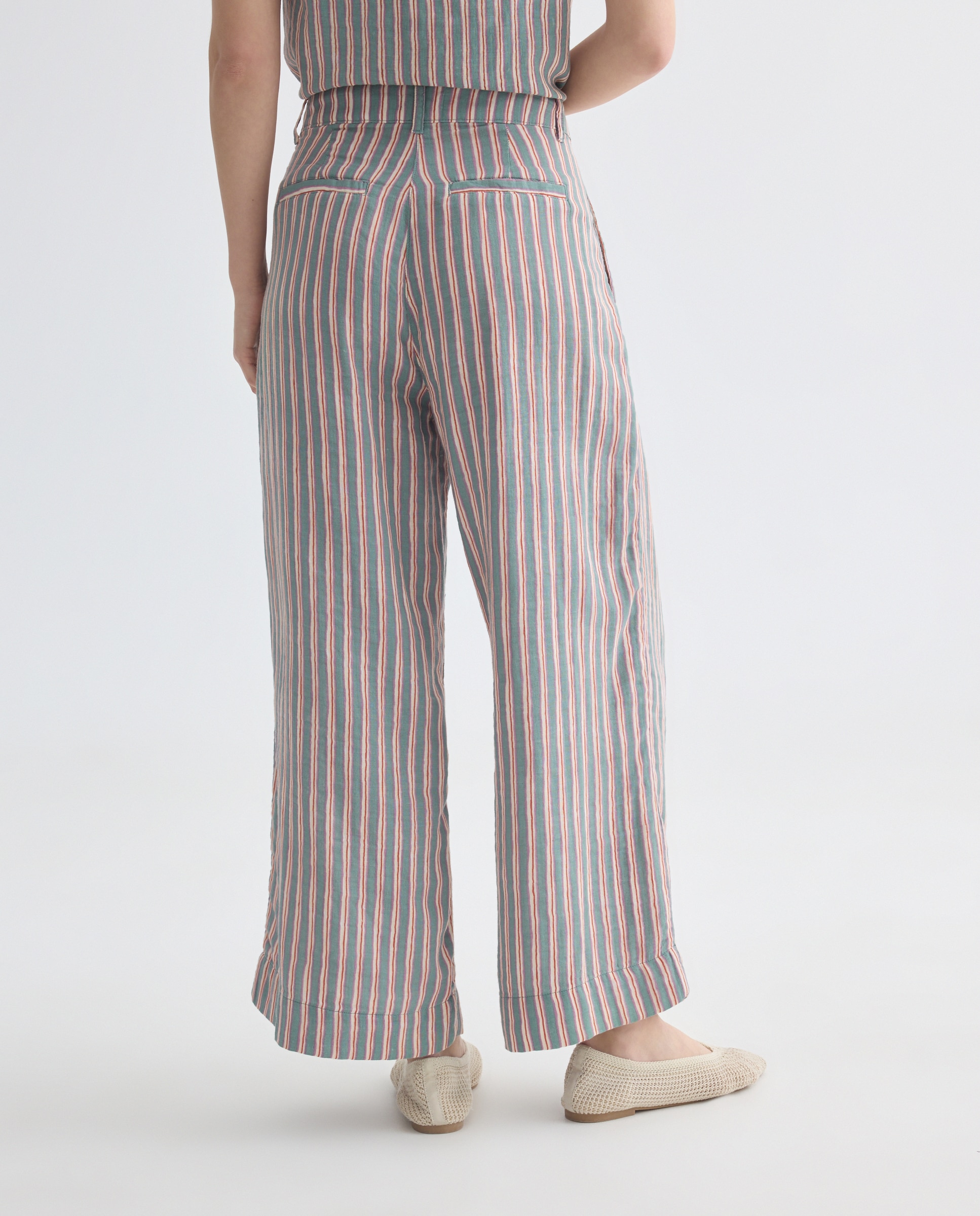 Pantalón de mujer de rayas total look Verde-3