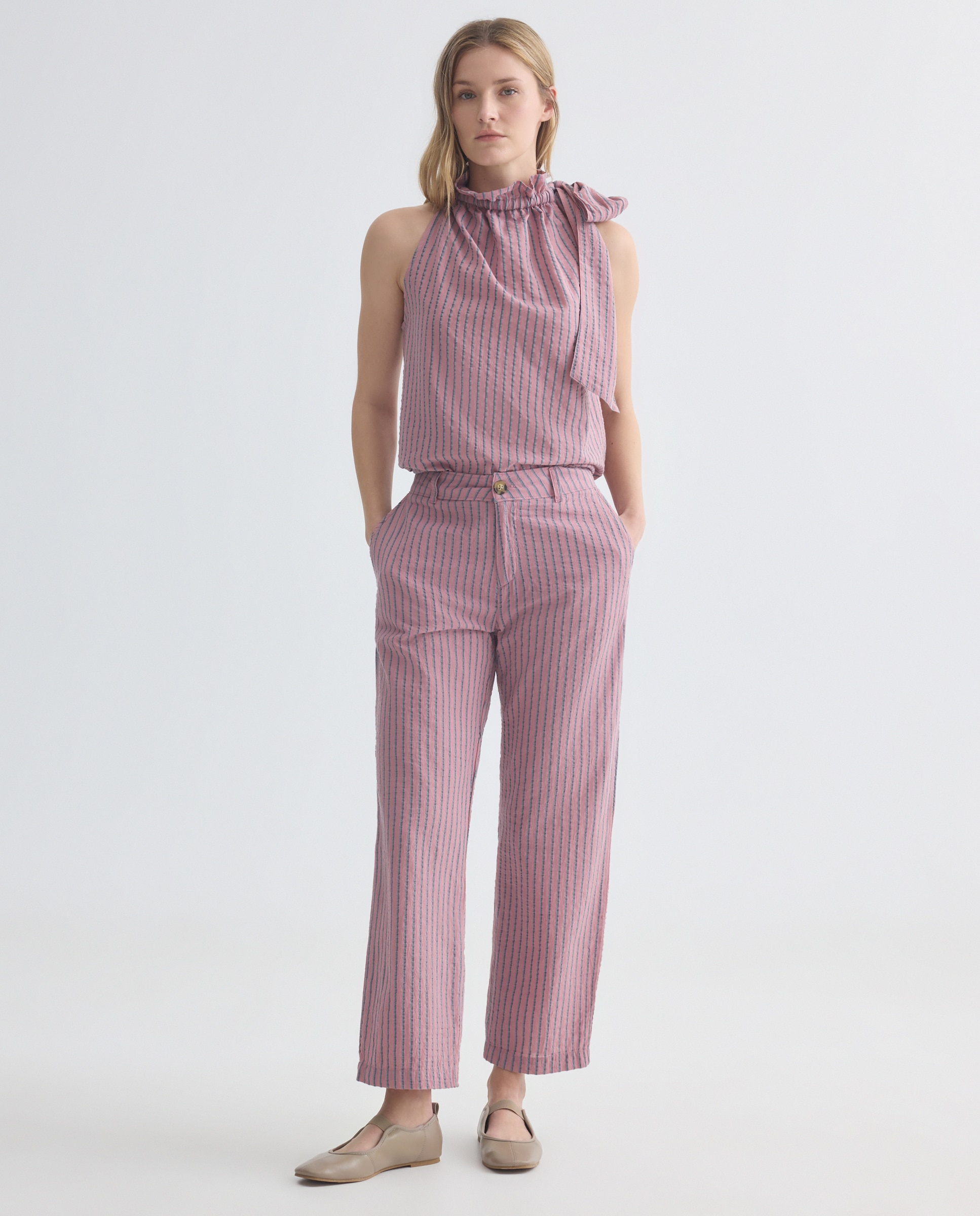 Imagen 0 de Pantalón de mujer de rayas total look