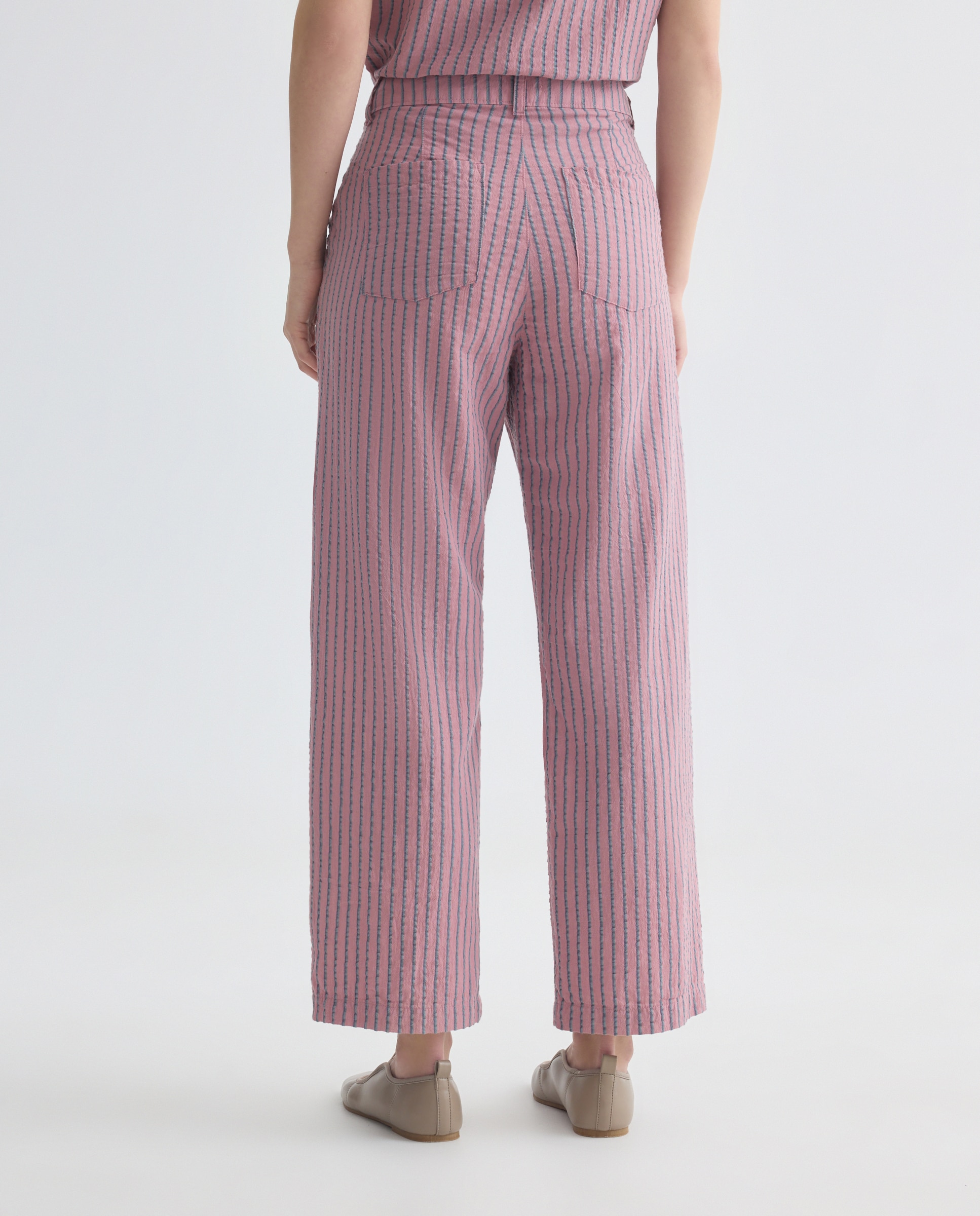Pantalón de mujer de rayas total look Rosa-3