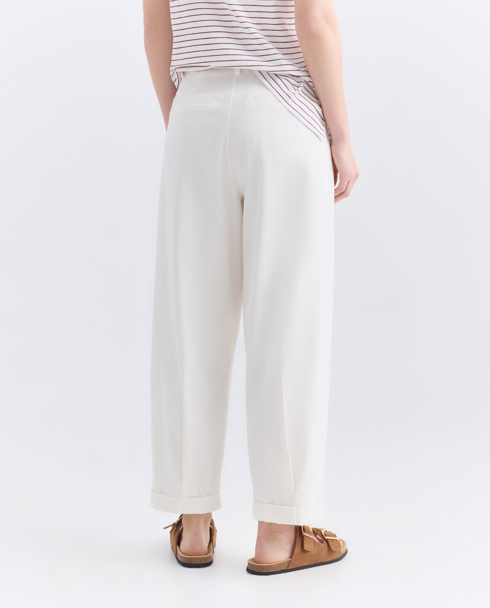 Pantalón de mujer pinzas 120 Crudo-3