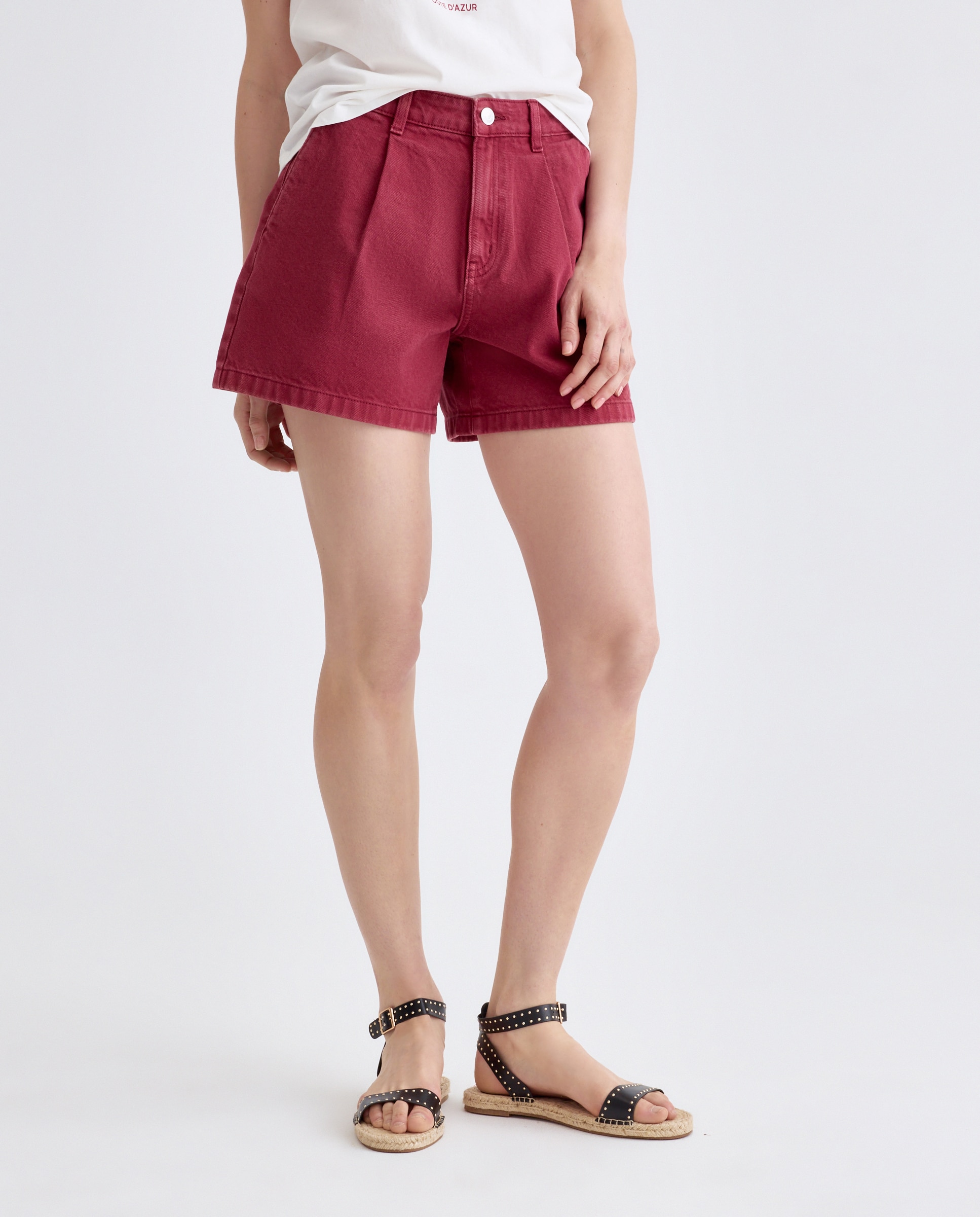 Short de mujer con pinzas Plata-2