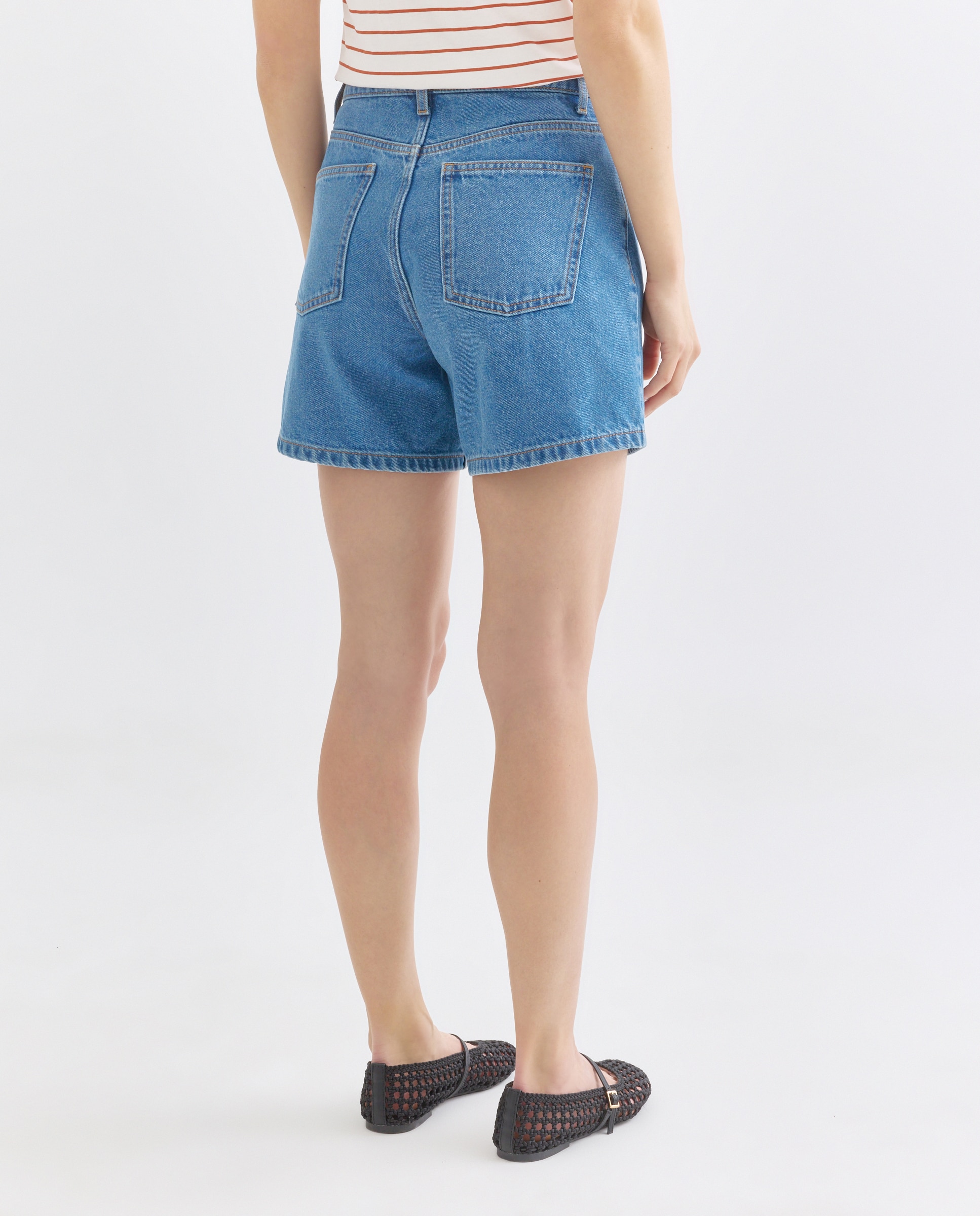 Short de mujer denim mom fit Azul pálido-3