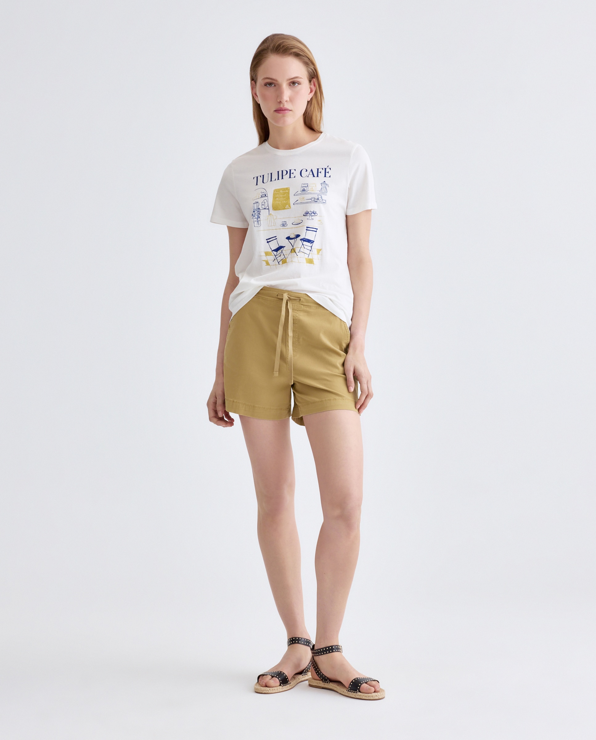 Short de mujer corto con goma elástica 520 Kaki-1