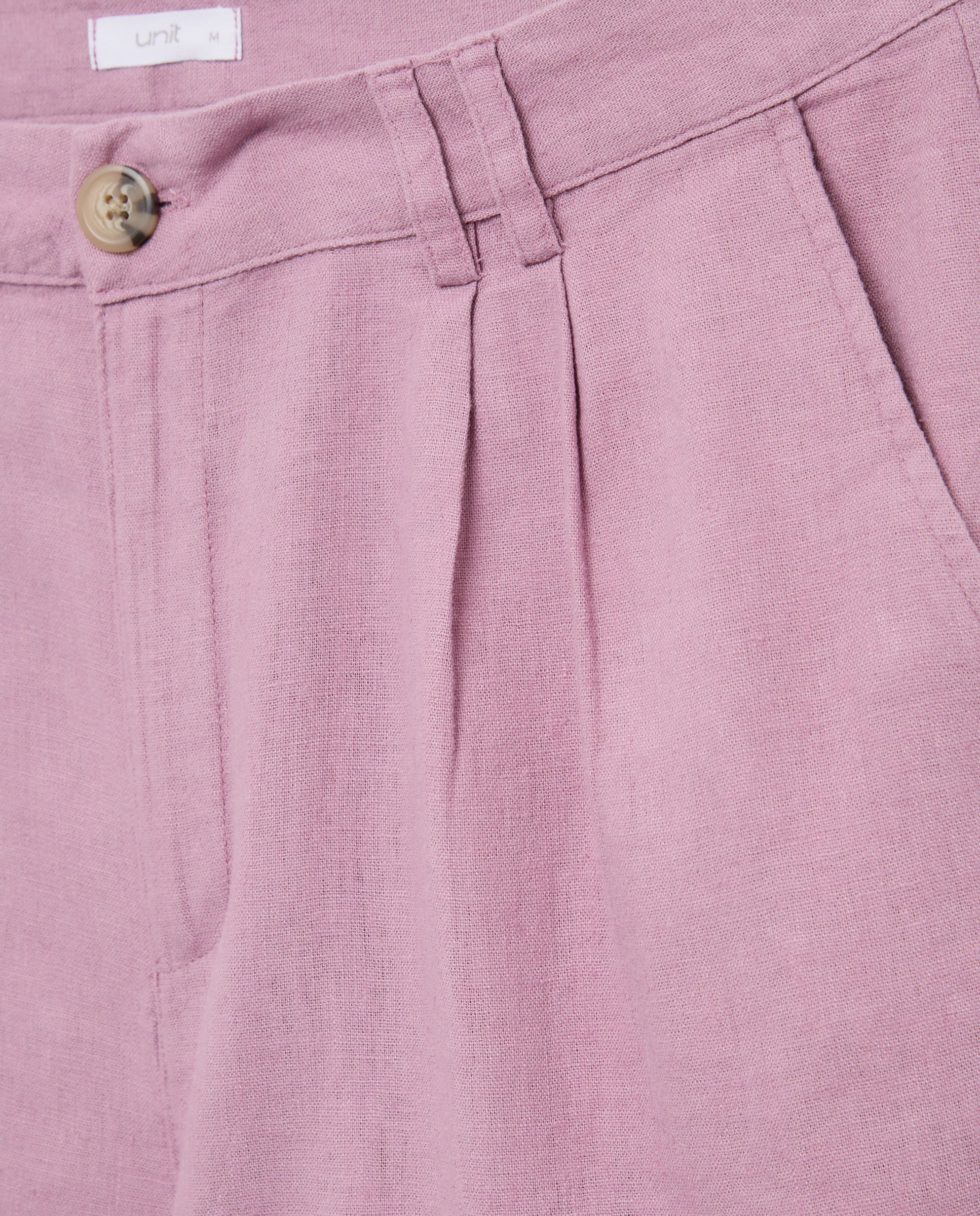 Bermuda de mujer pinzas con lino Morado-5