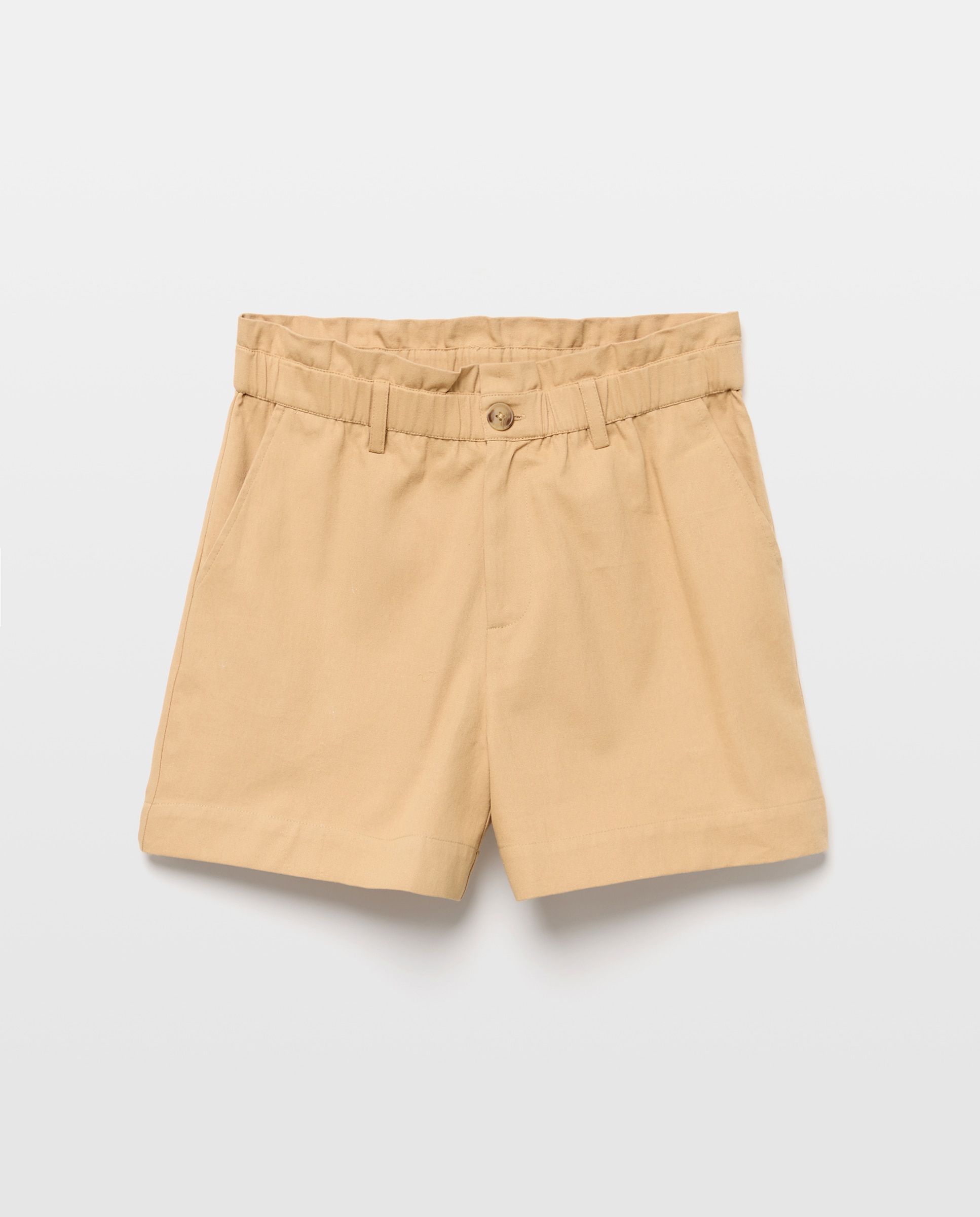 Shorts de mujer con cintura elástica Beige-4