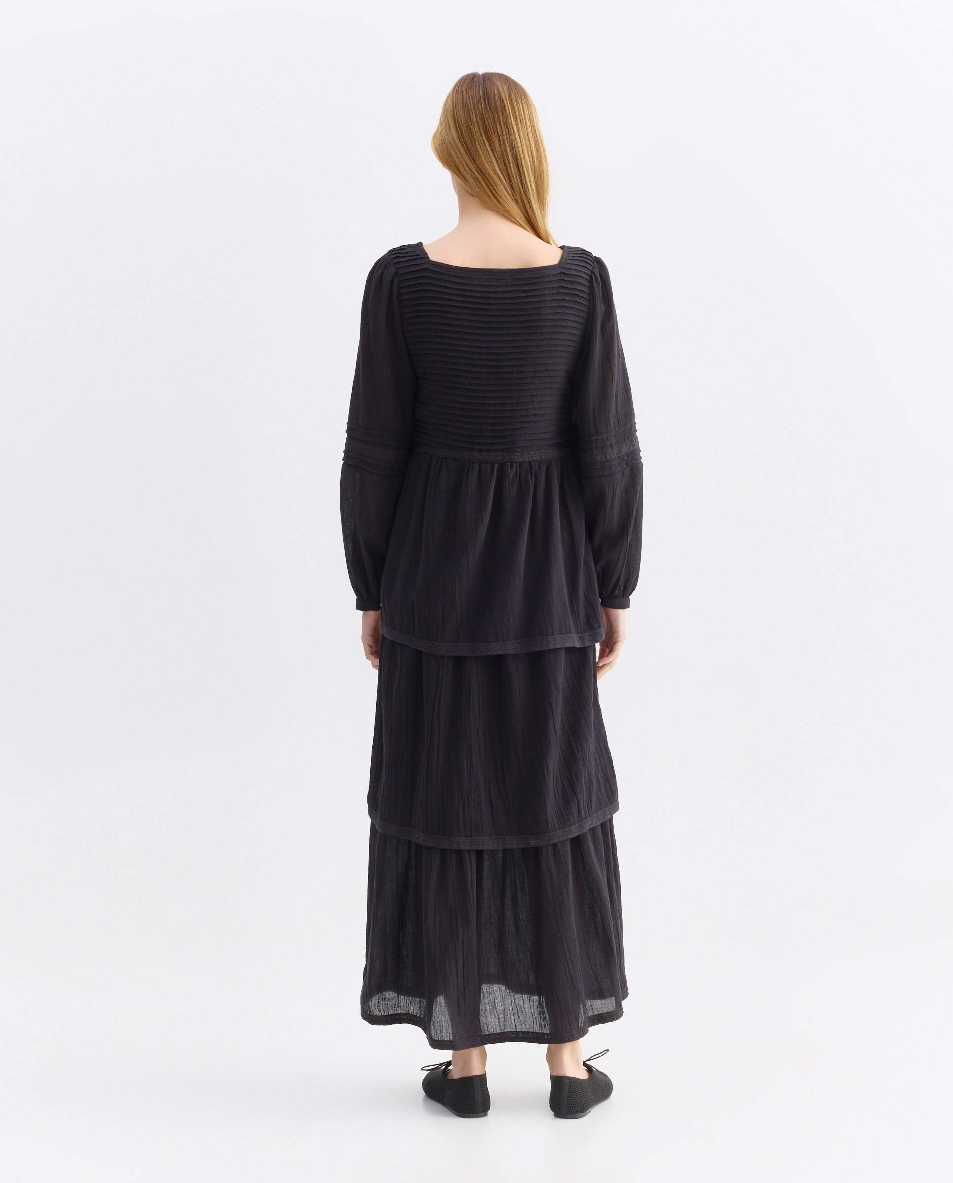 Vestido romántico de mujer largo Negro-3