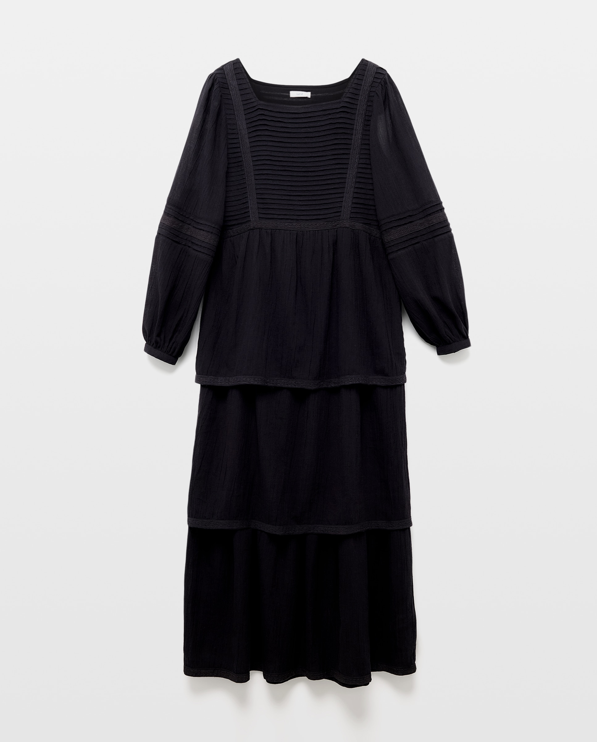 Vestido romántico de mujer largo Negro-4