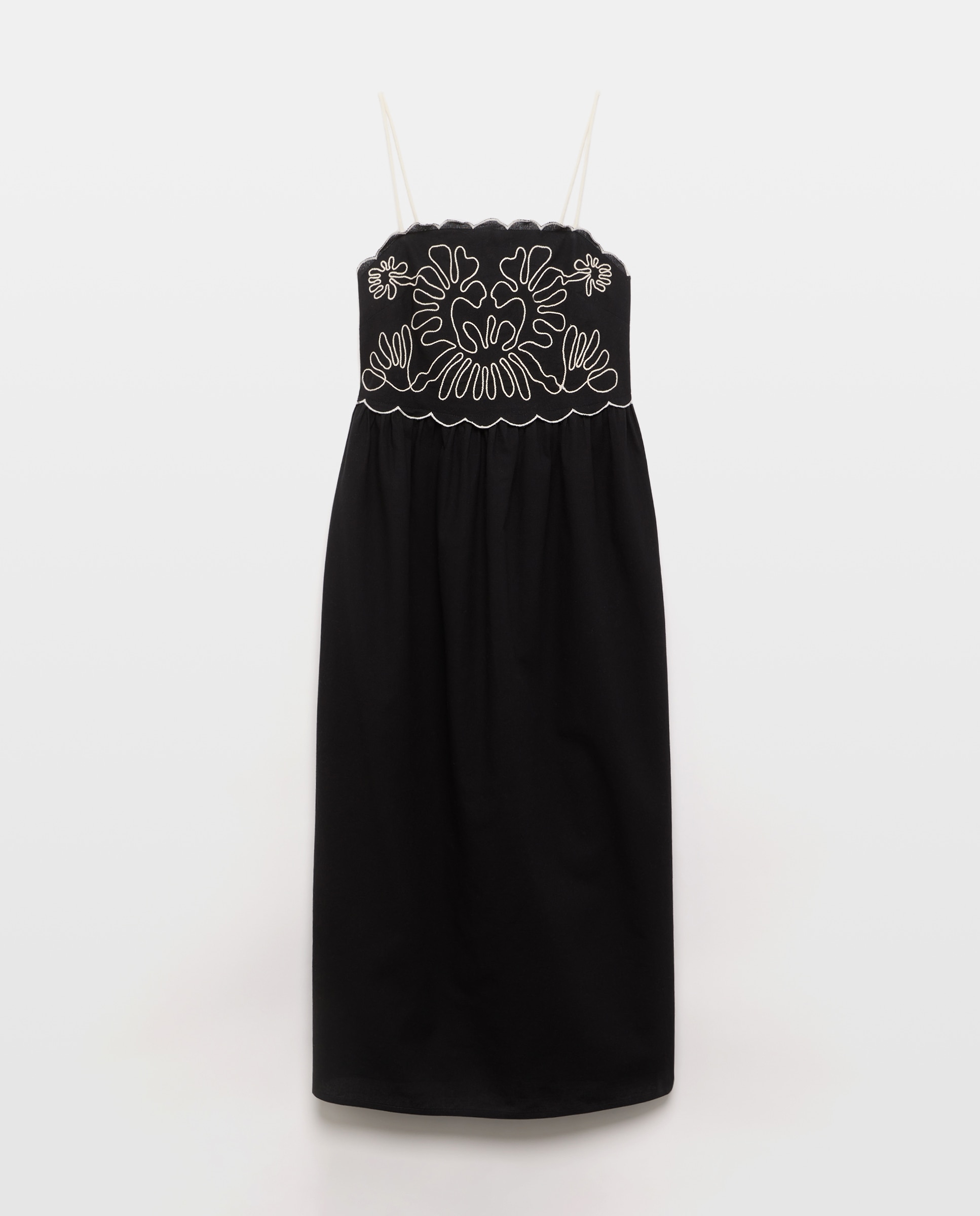 Vestido de mujer con pechera bordada Negro-5