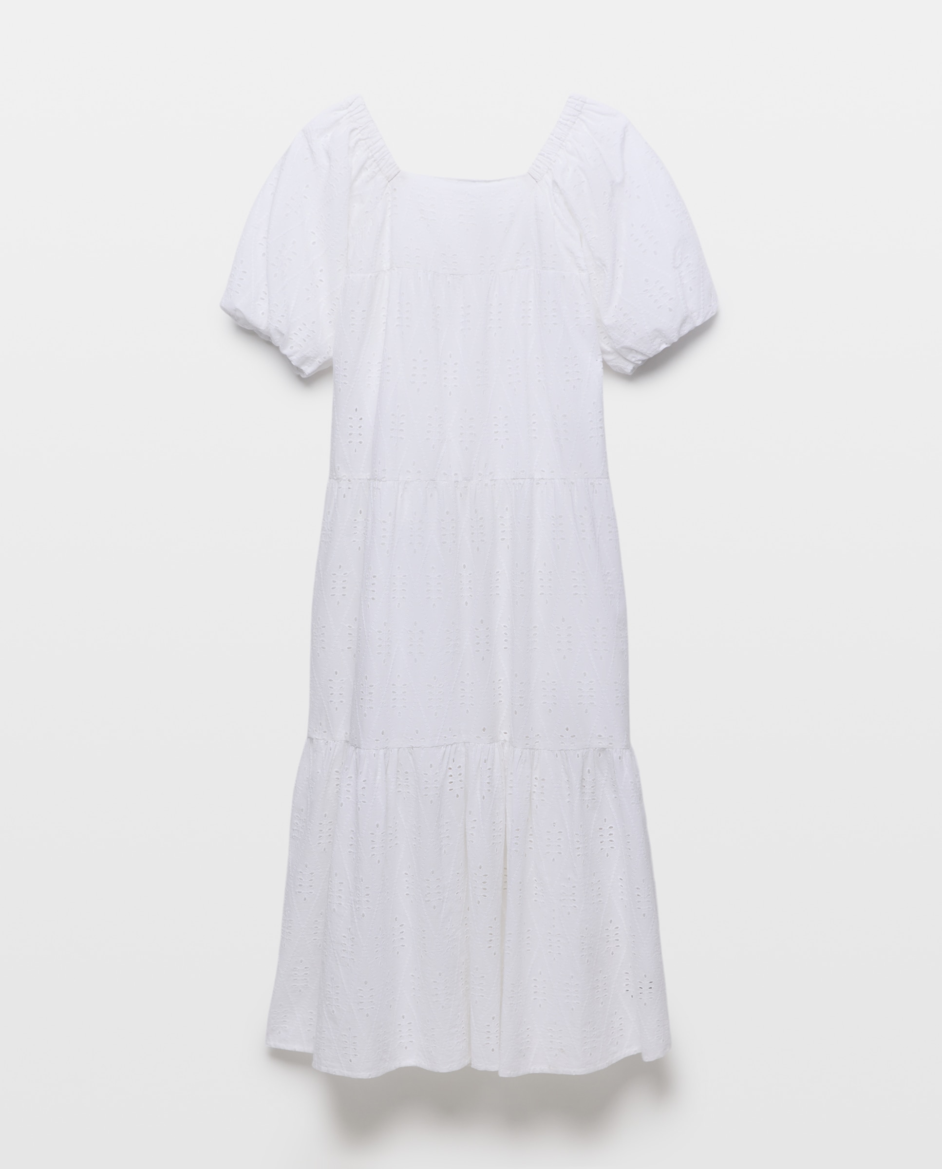Vestido de mujer bordado con escote cuadrado Blanco roto-4