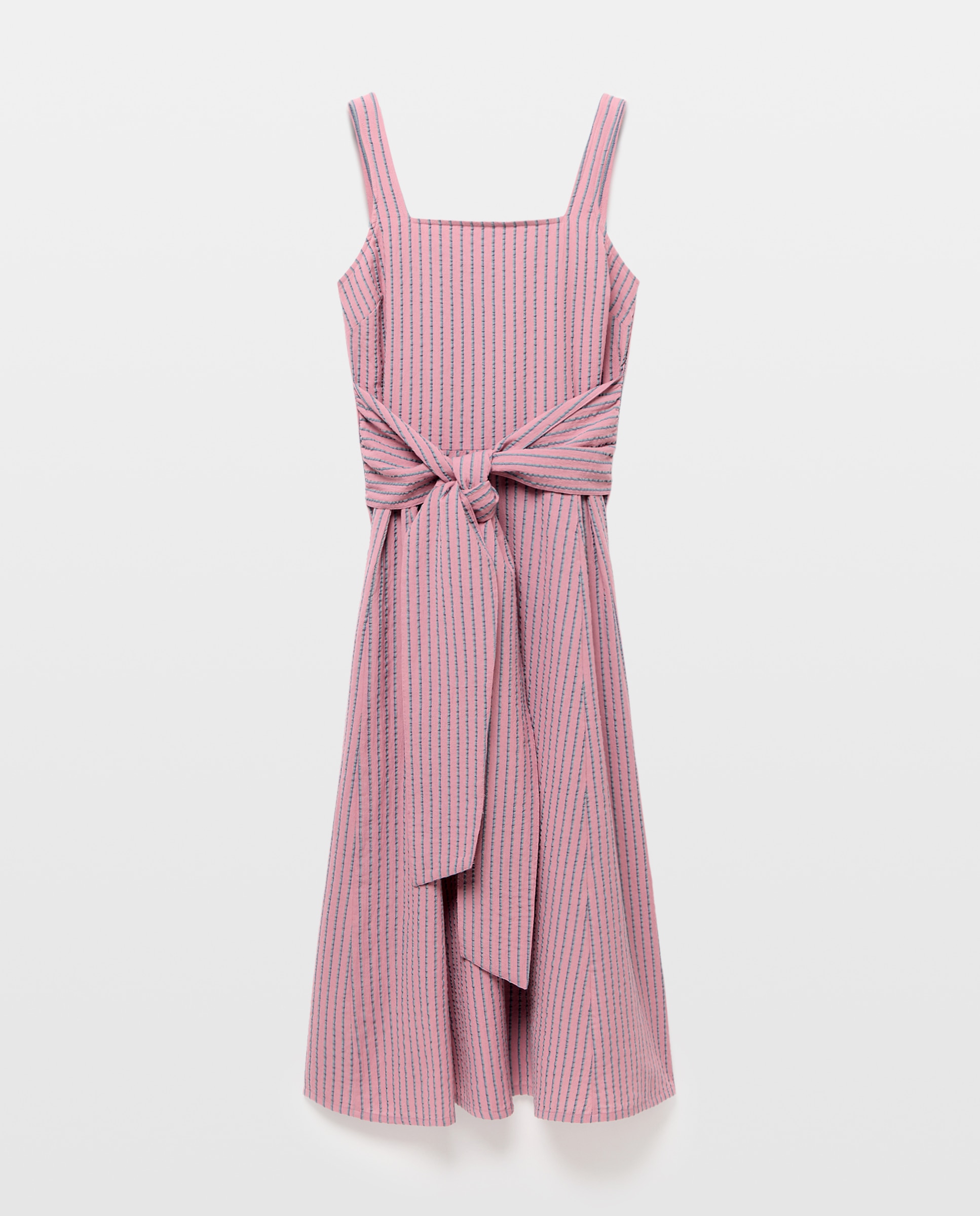 Vestido de mujer lazada de rayas Rosa-4