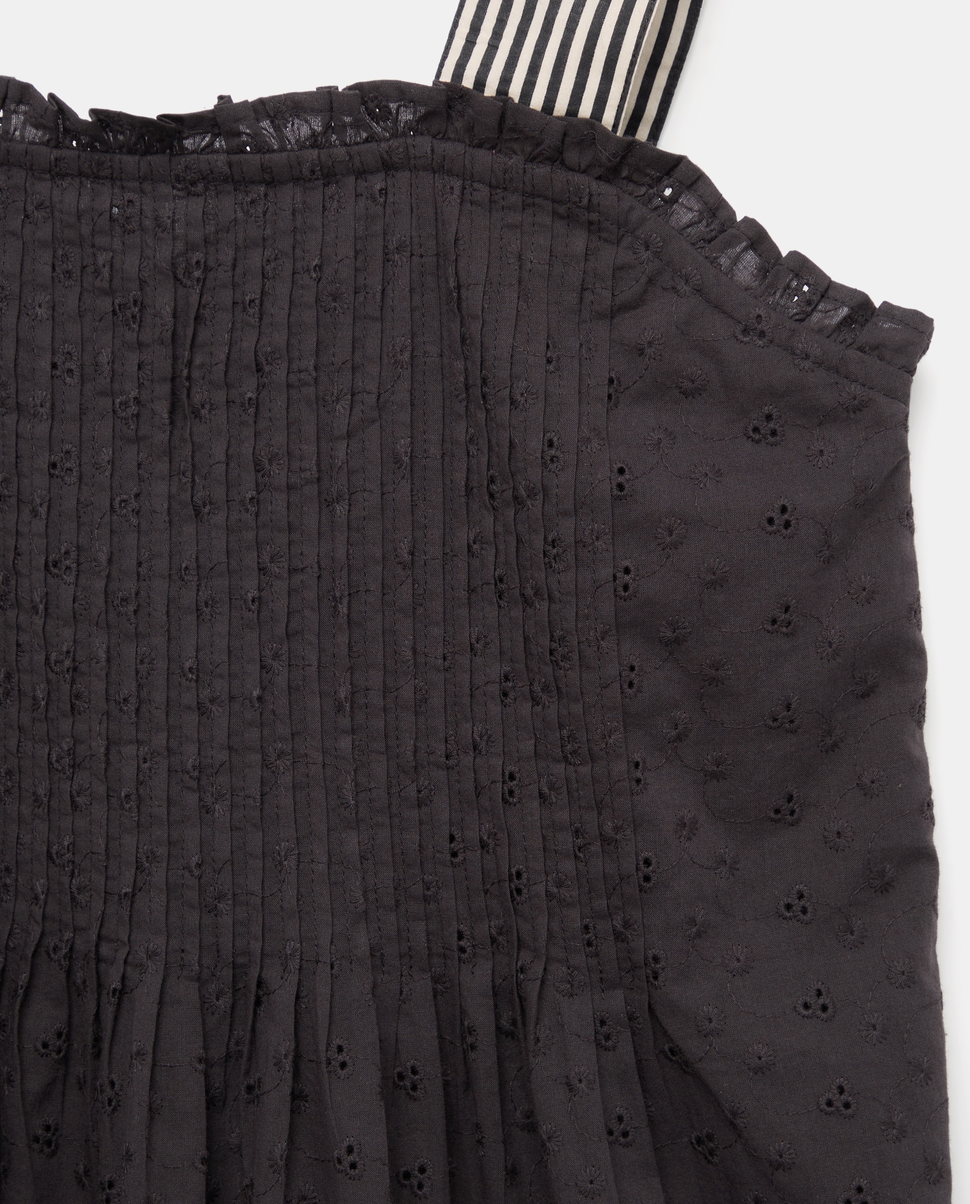 Vestido de mujer bordado con tirantes a contraste Negro-5