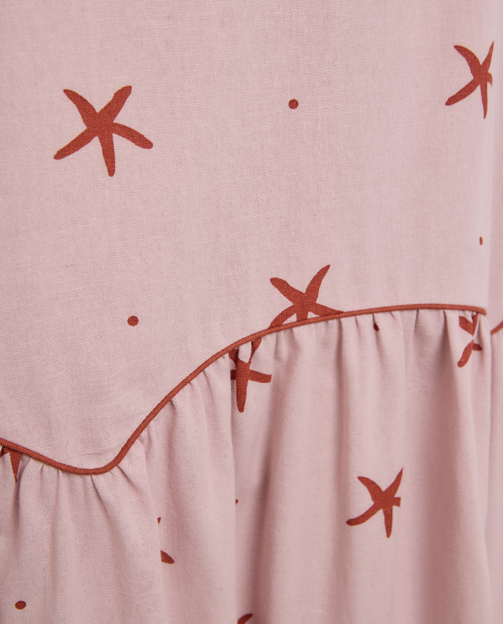 Vestido de mujer estampado con lino Rosa-6