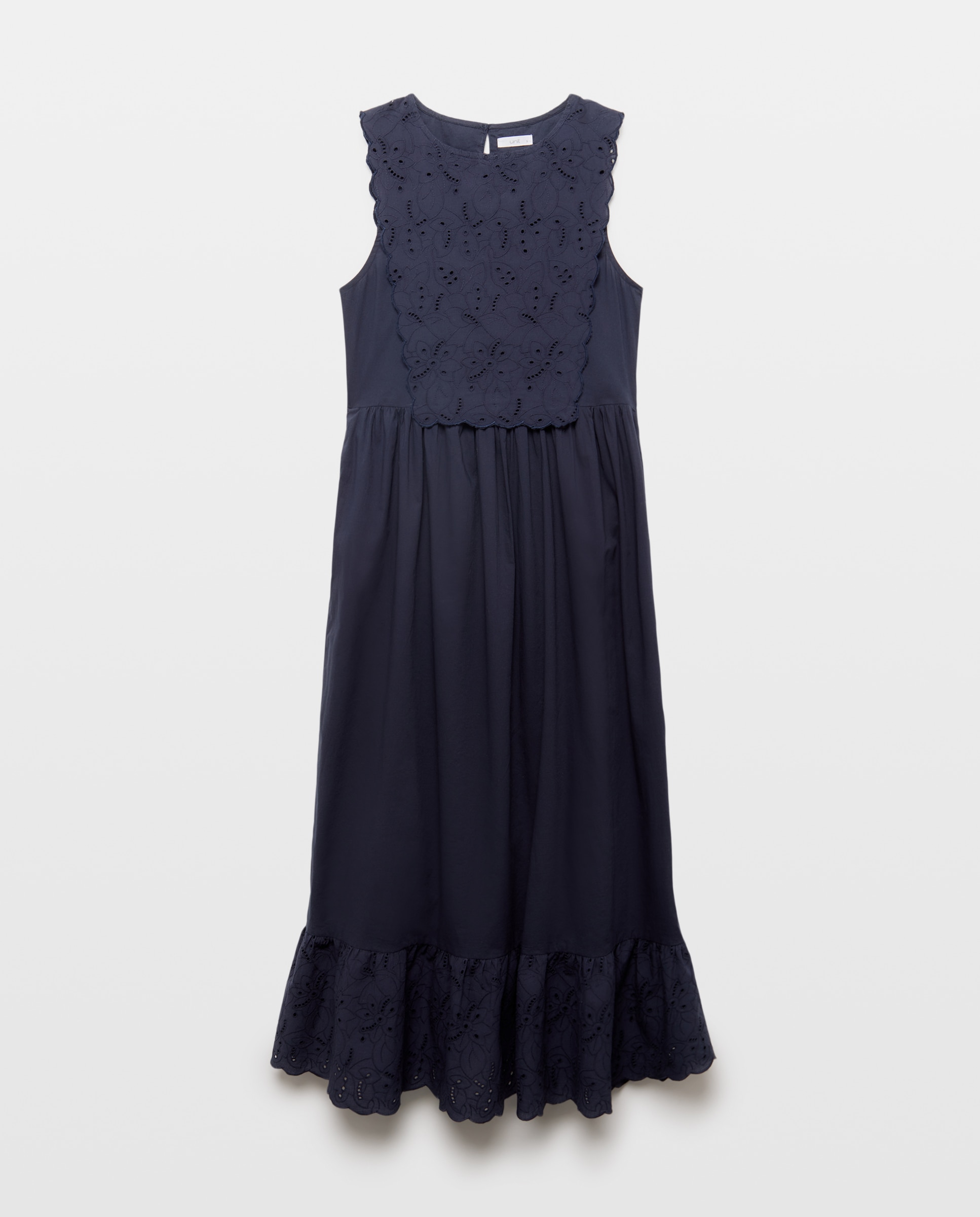 Vestido de mujer pechera bordada Azul marino-4