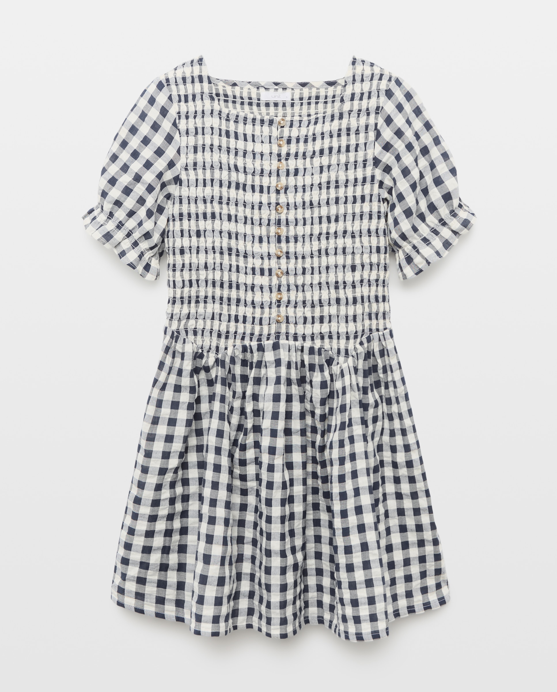 Vestido de mujer corto de cuadros vichy Negro-5