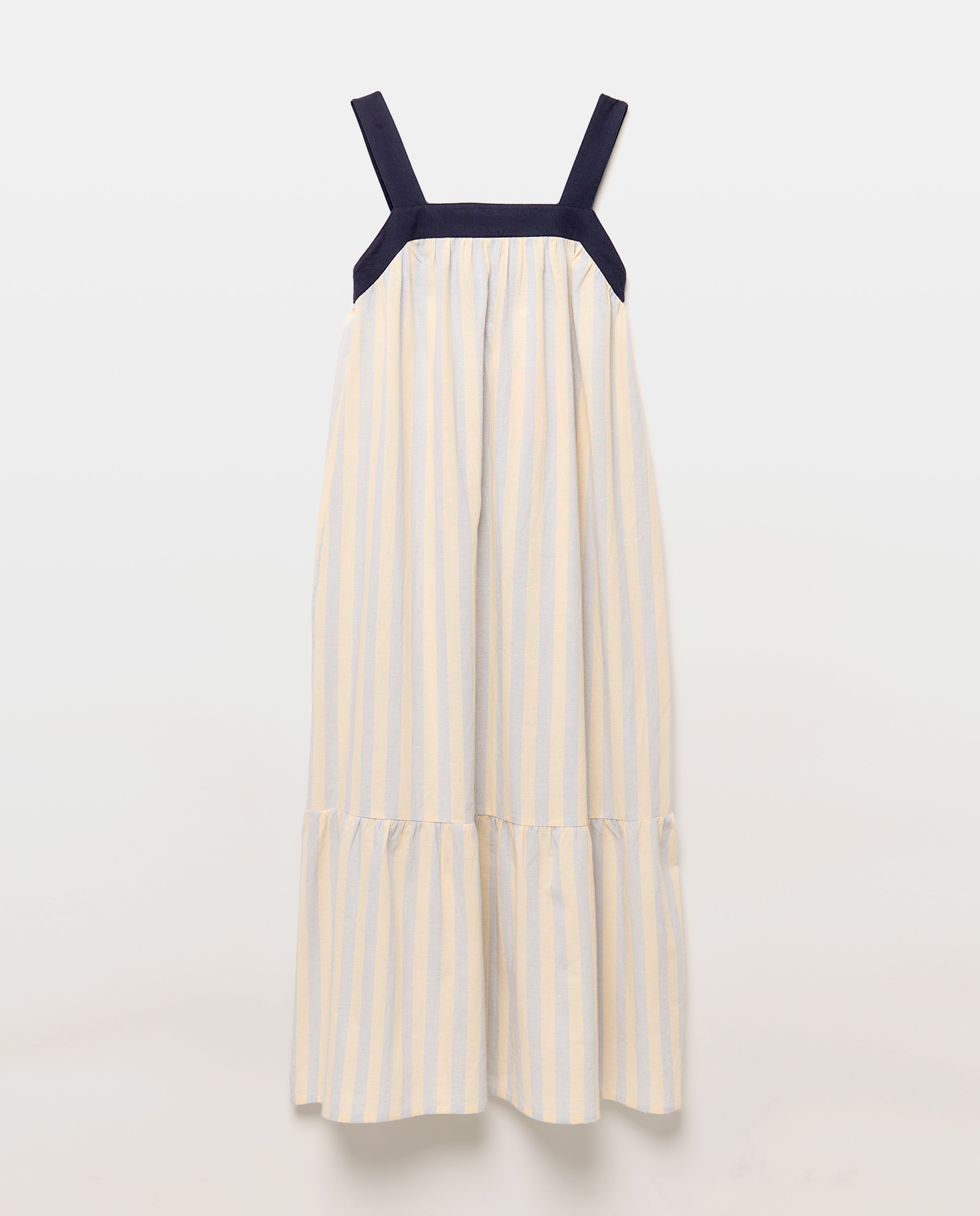 Vestido de mujer de rayas con tirantes a contraste Azul-4