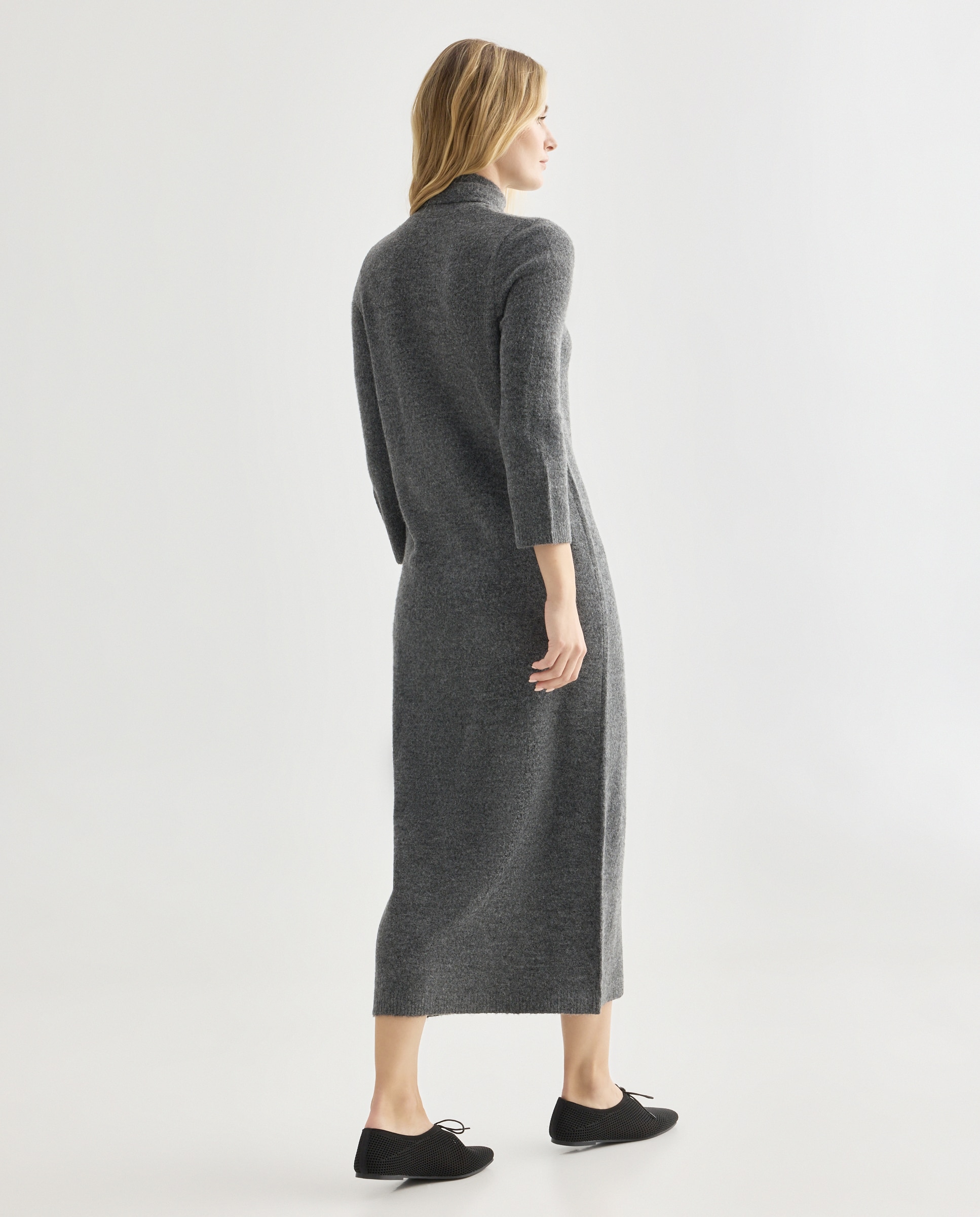 Vestido de mujer con lazada y manga francesa 830 Antracita-3