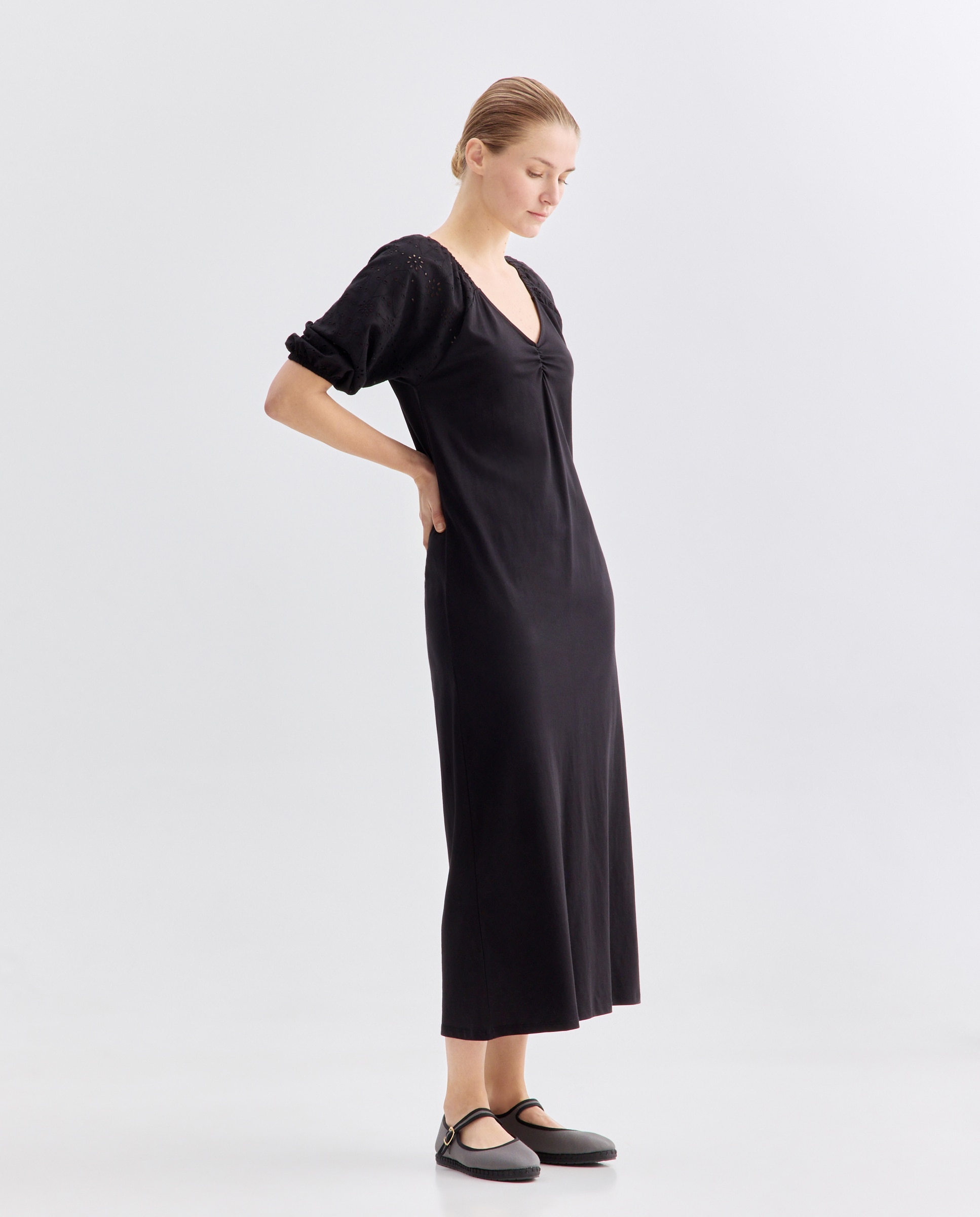 Imagen 0 de Vestido de mujer de algodón con mangas schiffly