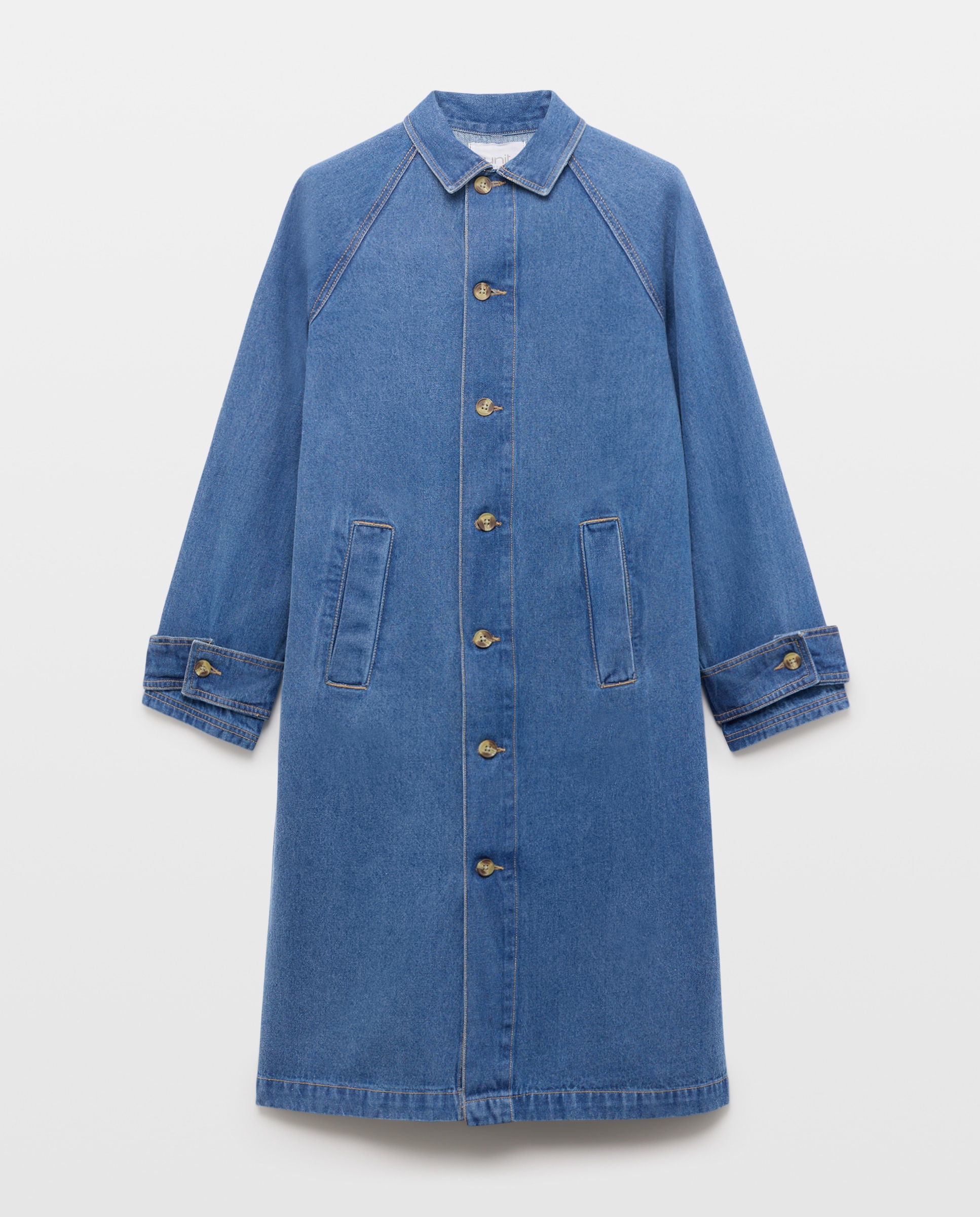 Chaqueta vaquera de mujer midi Azul pálido-4
