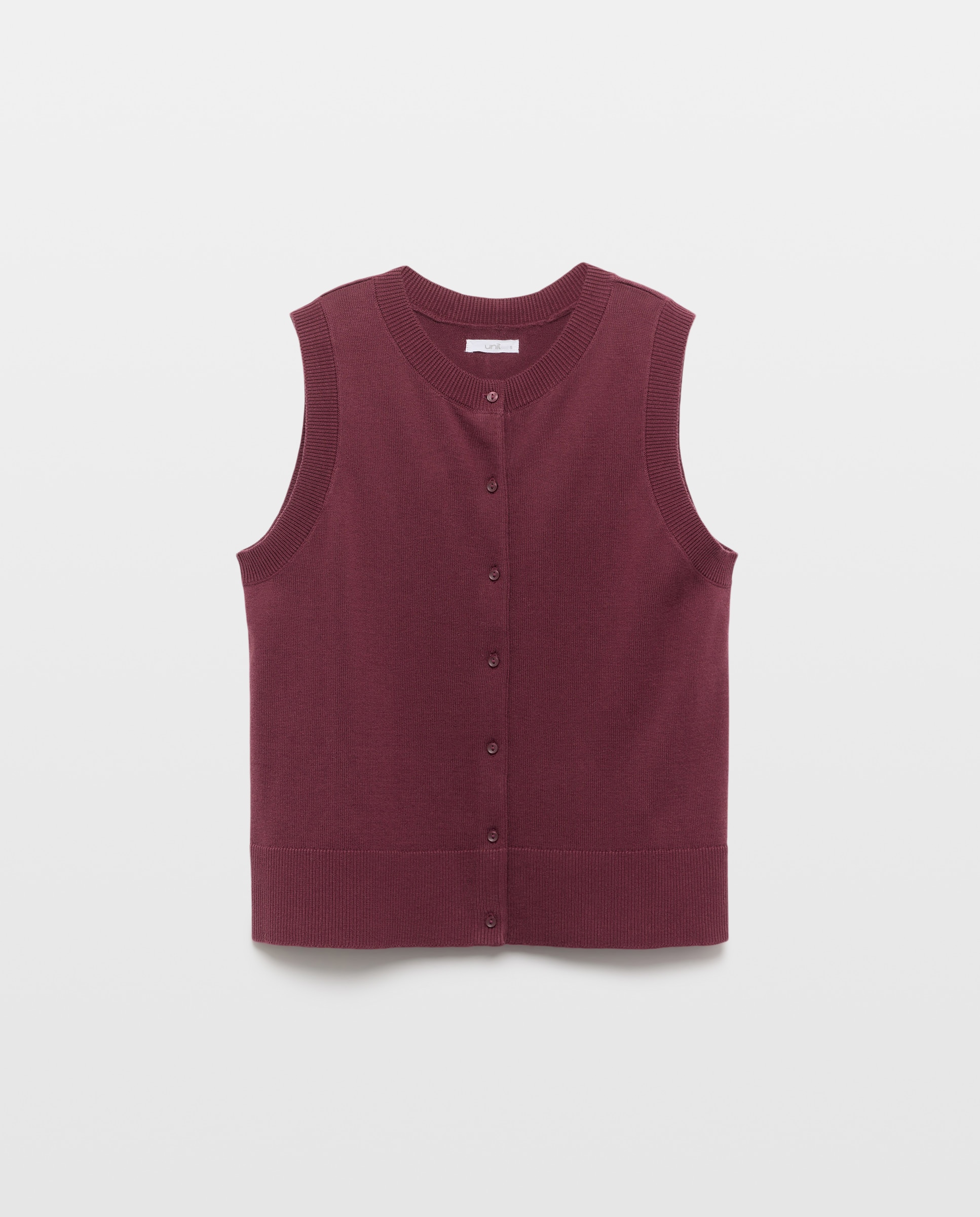 Chaleco abotonado de mujer cuello caja 290 Burdeos-4