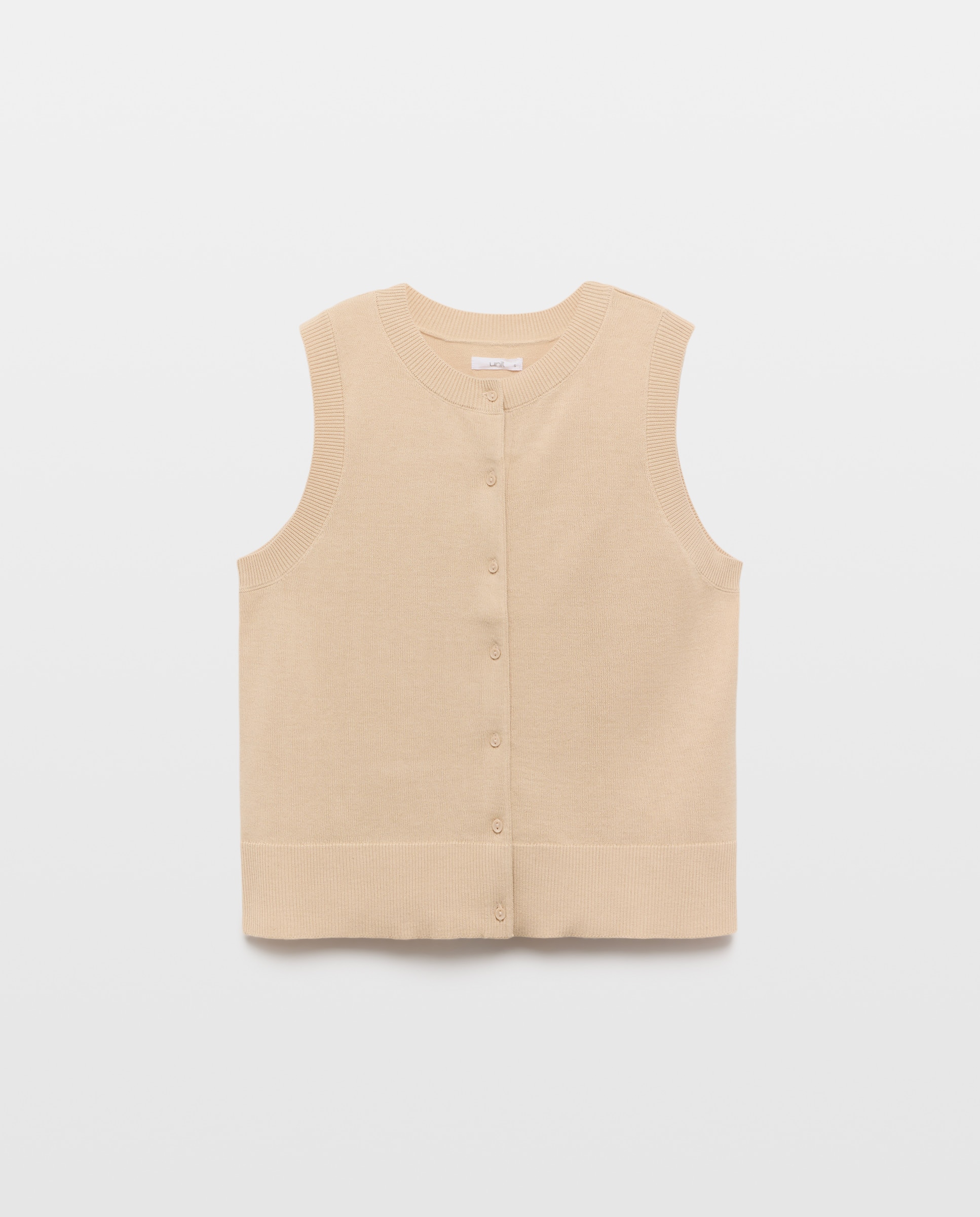 Chaleco abotonado de mujer cuello caja 120 Crudo-4