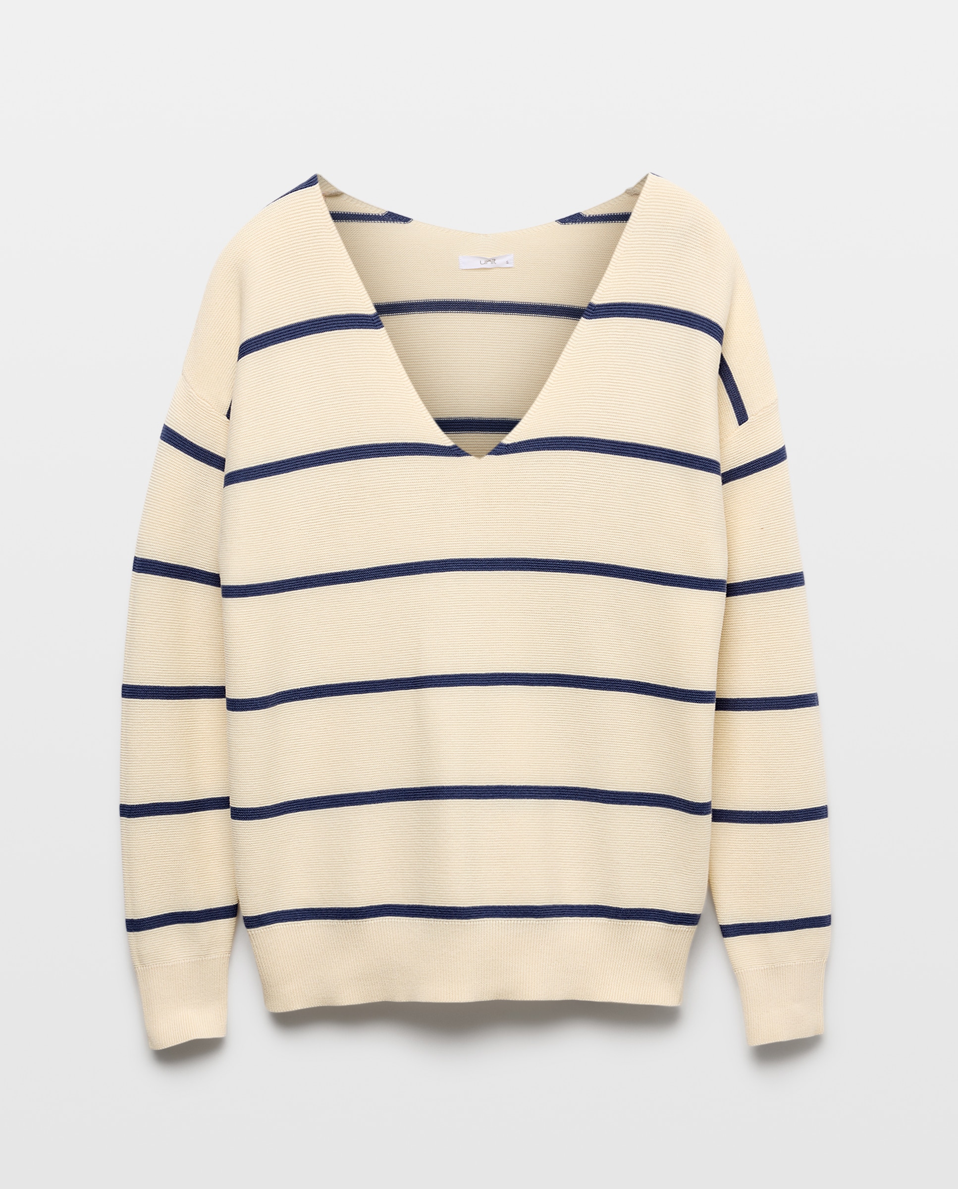 Jersey de mujer básico cuello pico Azul-4