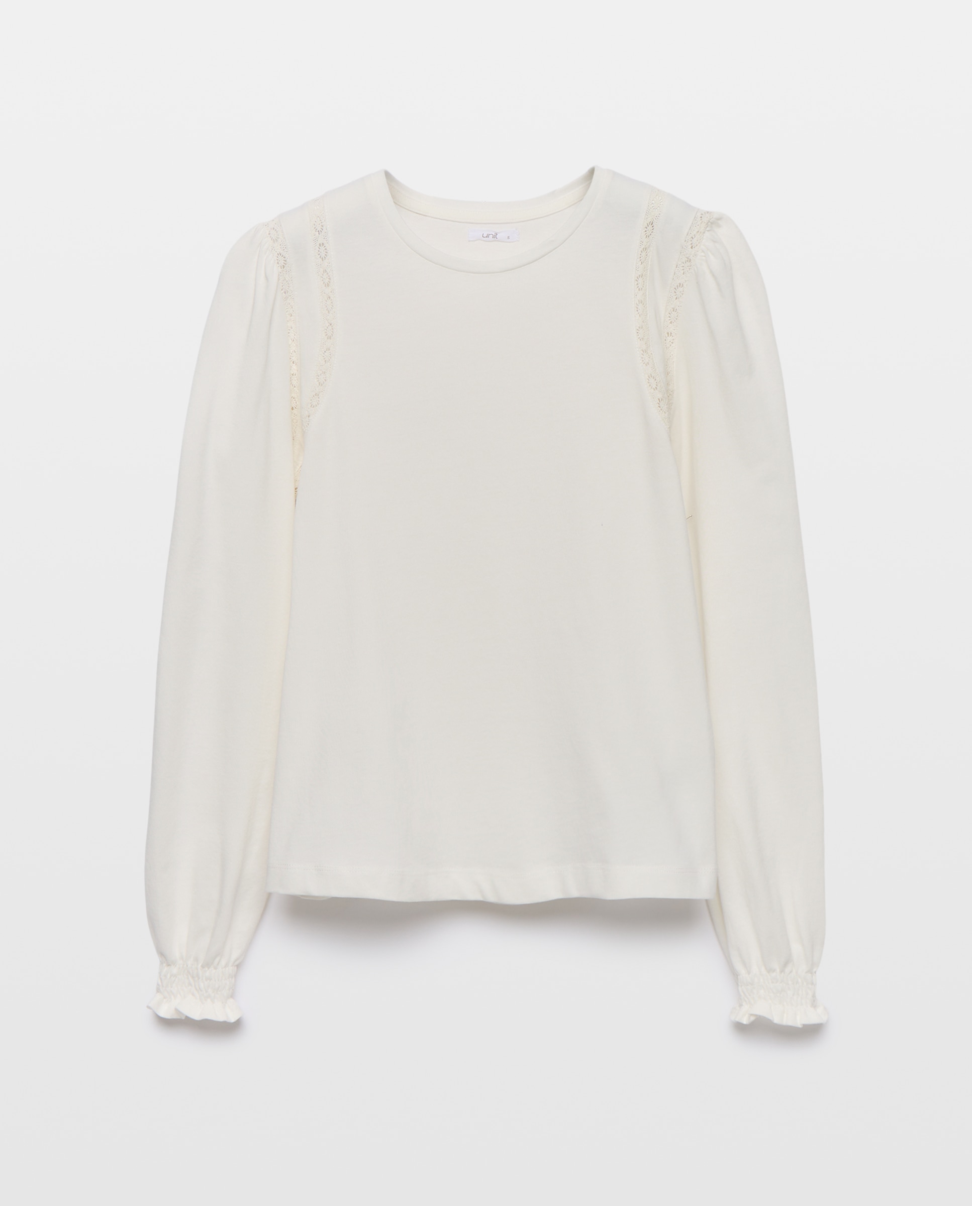Camiseta de mujer cuello caja con detalles 120 Crudo-4