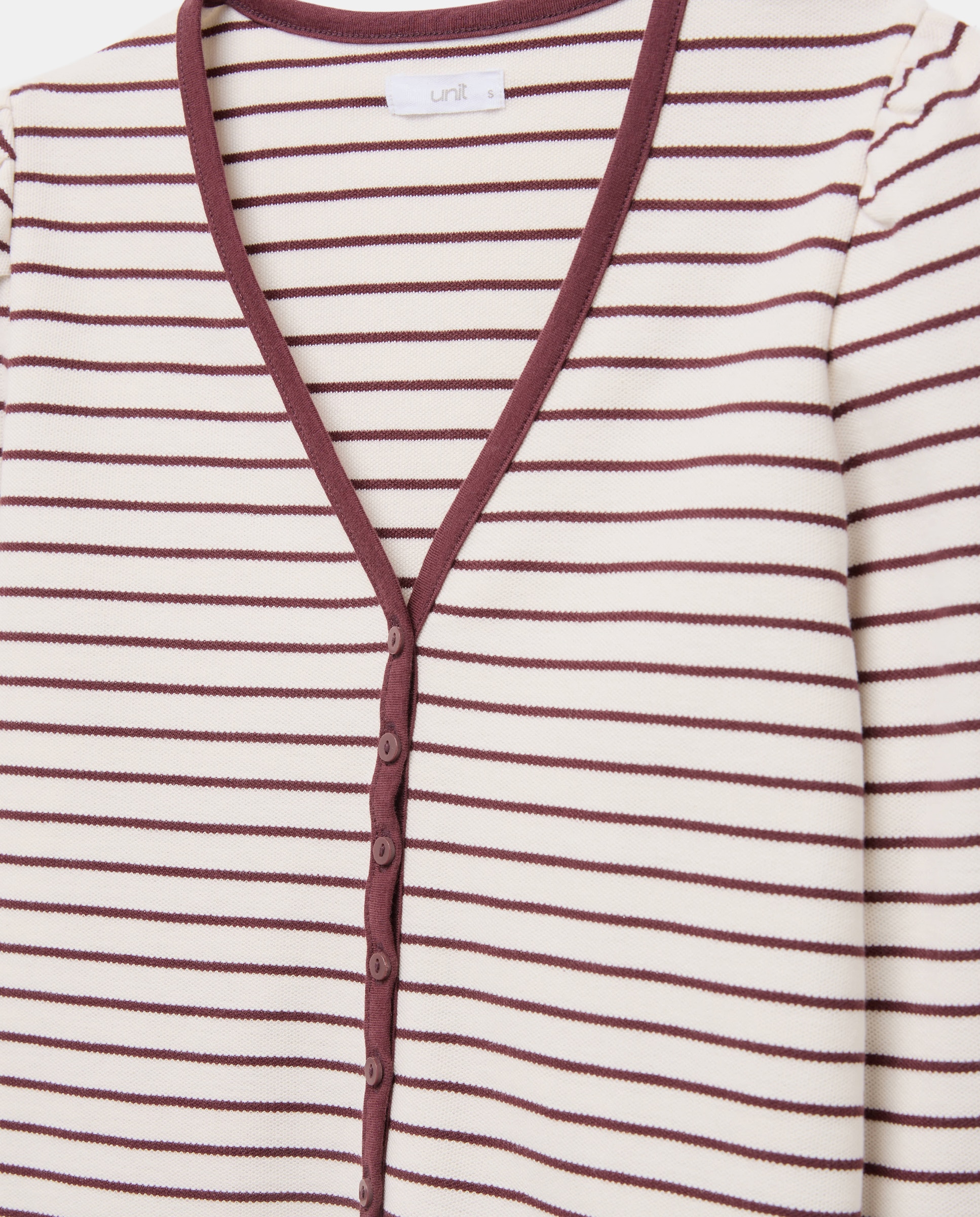Camiseta de mujer cuello pico abotonada Blanco-5
