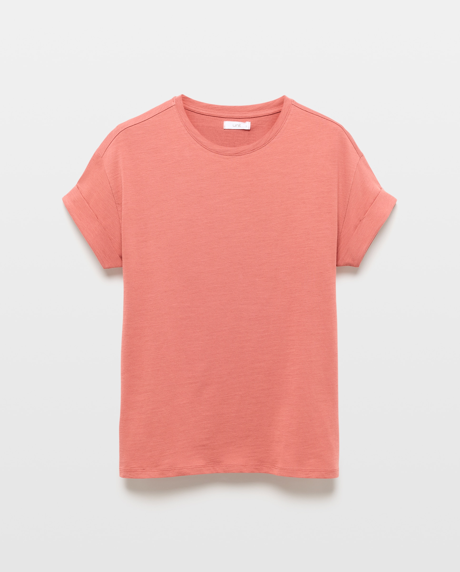 Camiseta básica de mujer cuello caja 230 Rosa oscuro-4