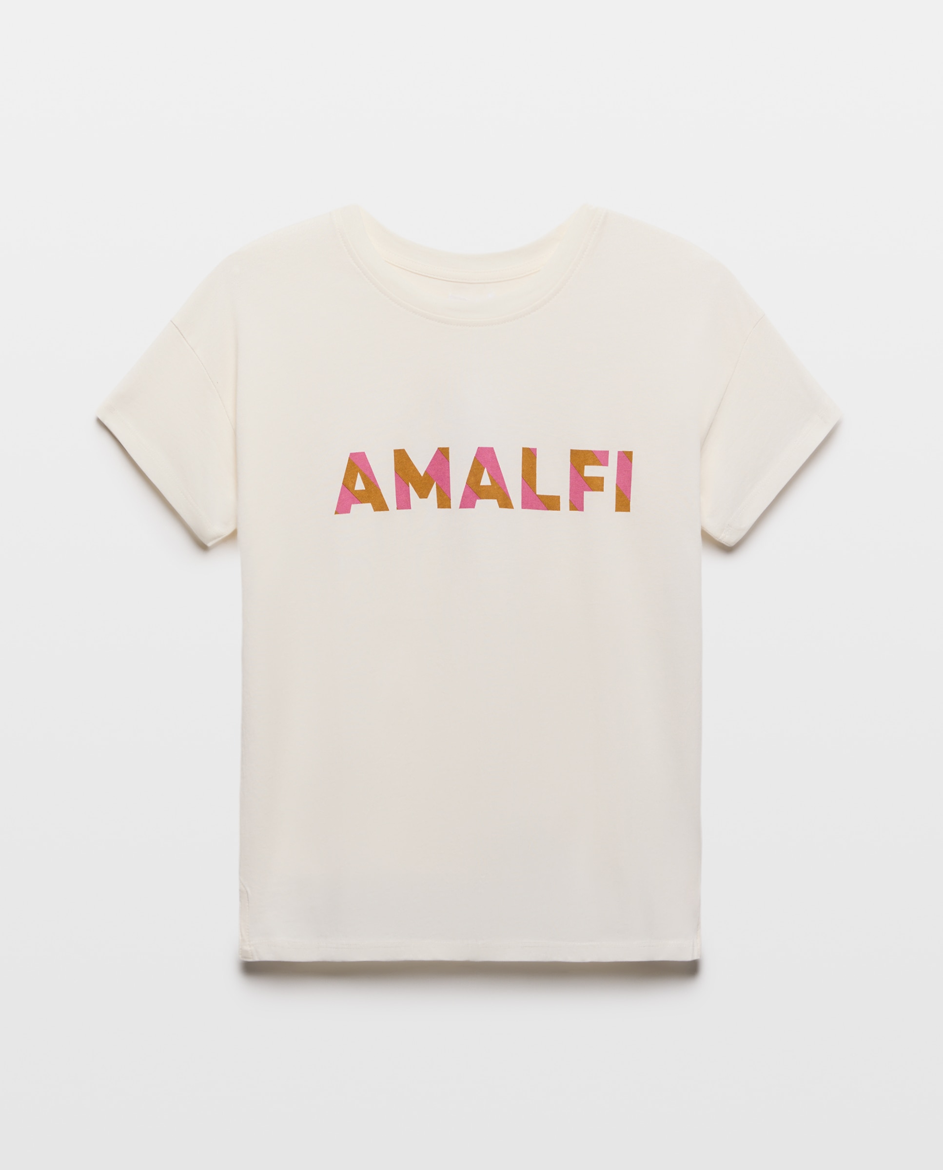Camiseta estampada de mujer cuello caja Blanco-4