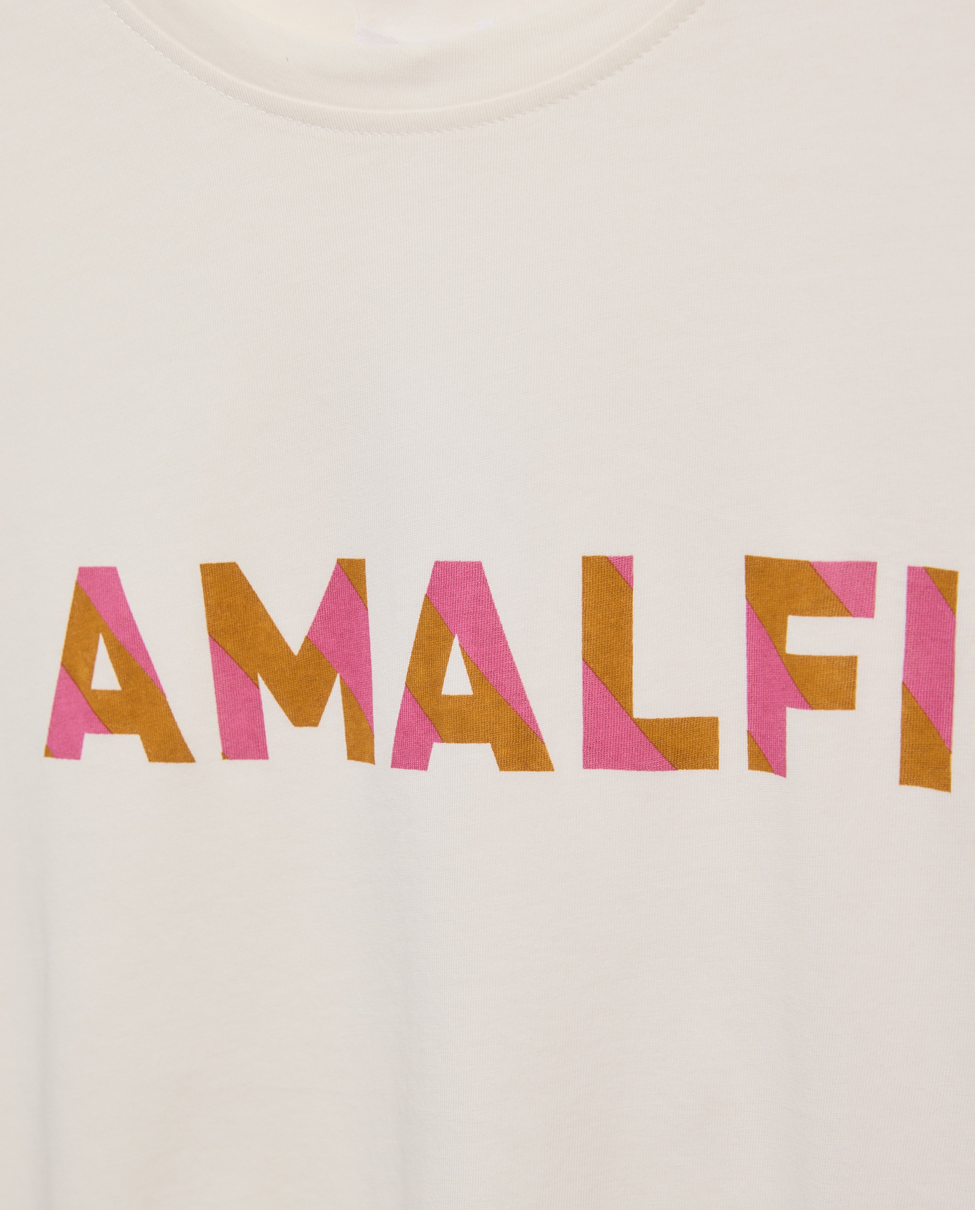 Camiseta estampada de mujer cuello caja Blanco-5