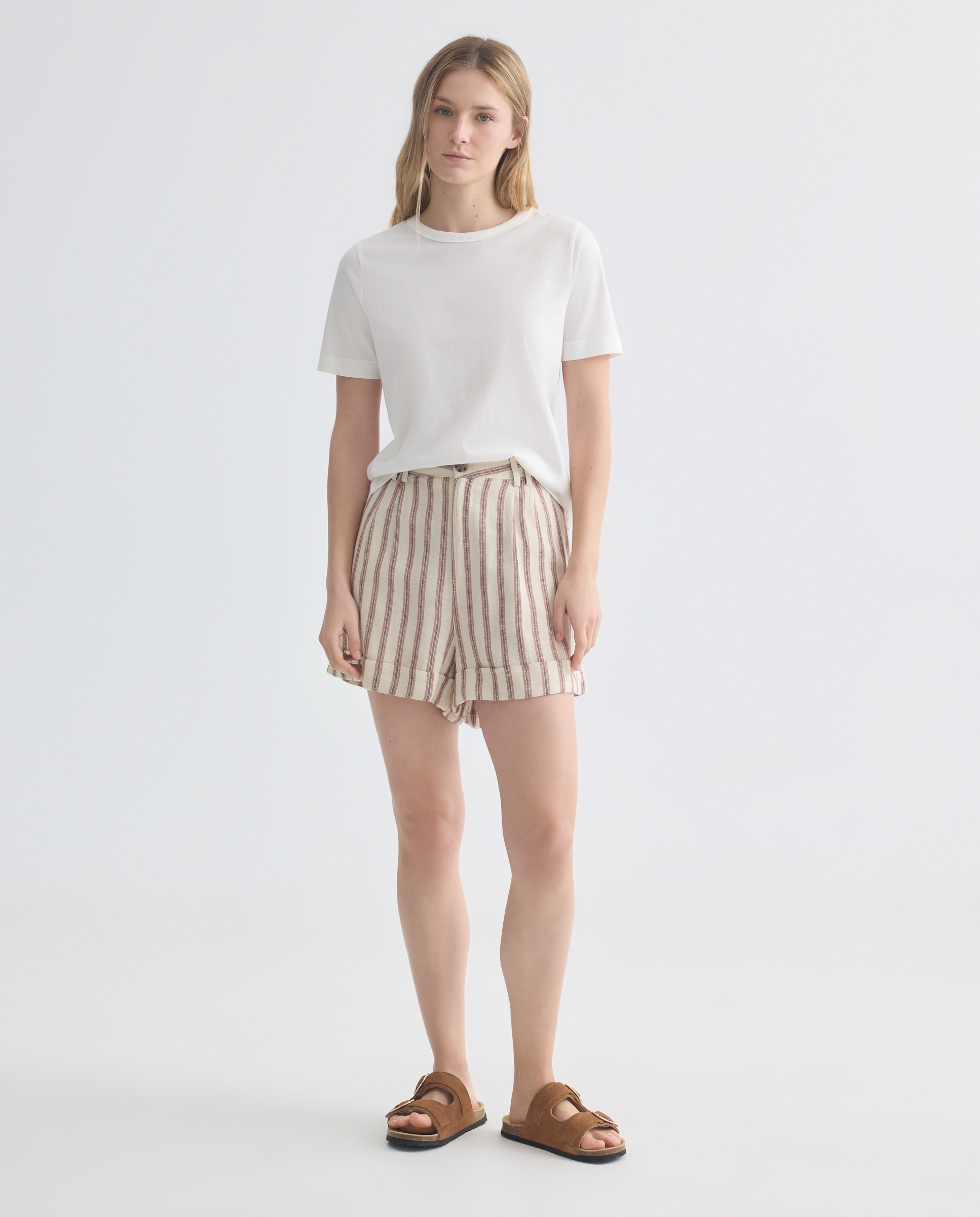 Camiseta básica de mujer cuello caja Blanco-2