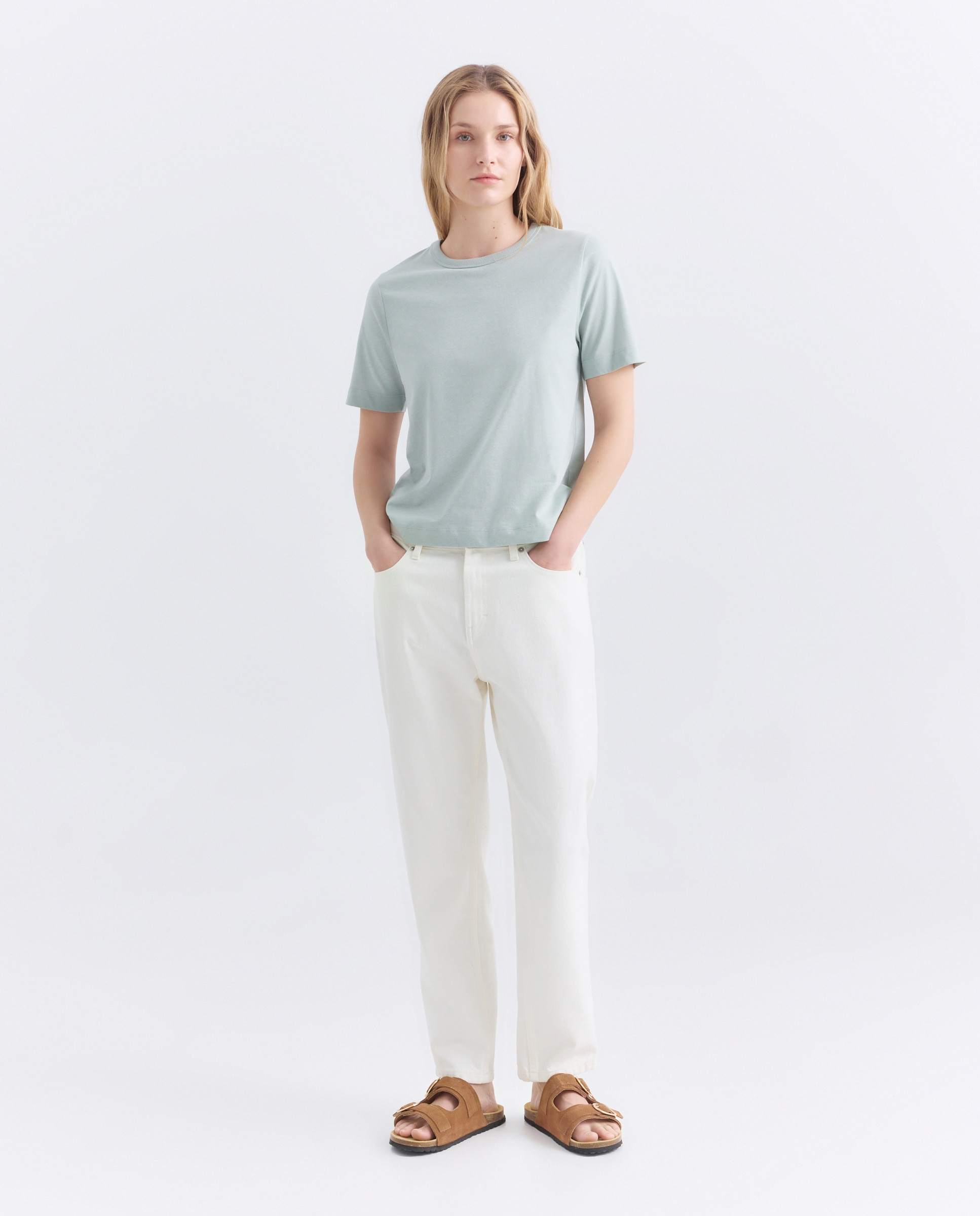 Imagen 0 de Camiseta básica de mujer cuello caja