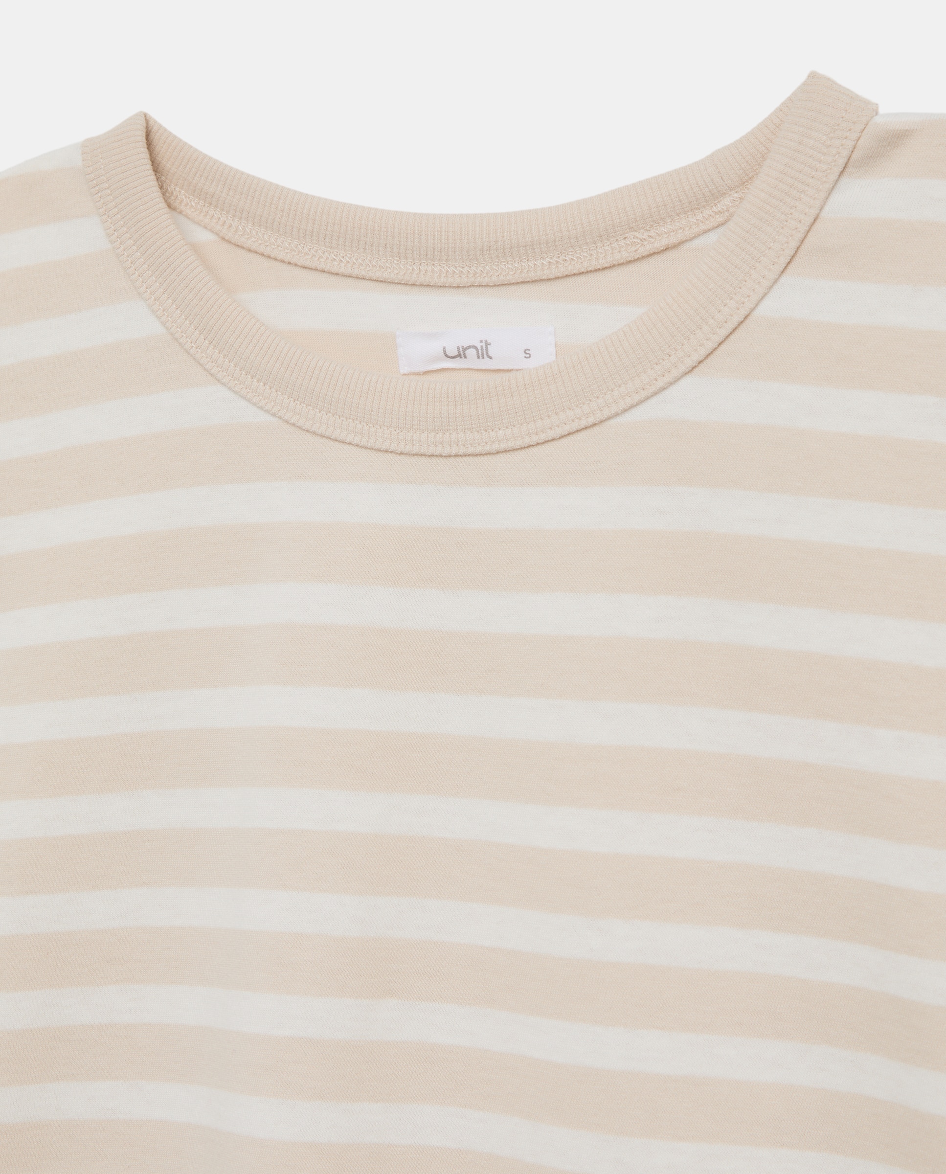 Camiseta básica de mujer cuello caja rayas Blanco-5