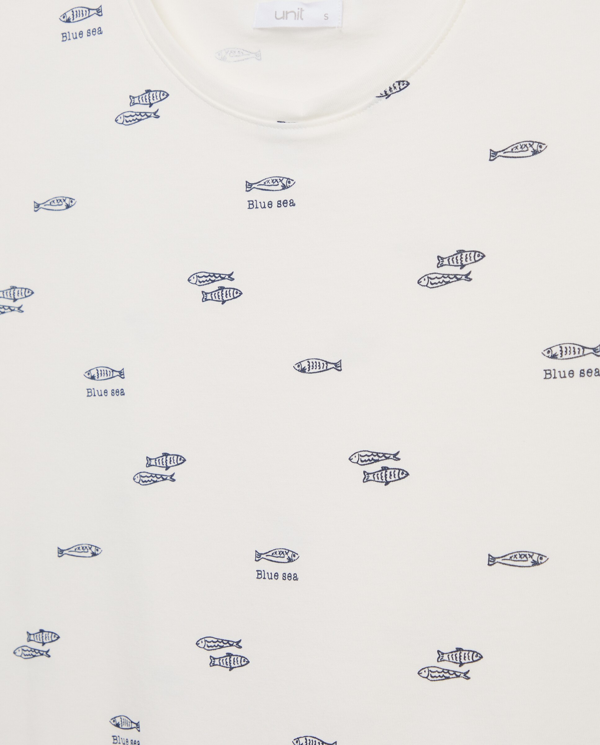 Camiseta estampada de mujer cuello caja Azul marino-5