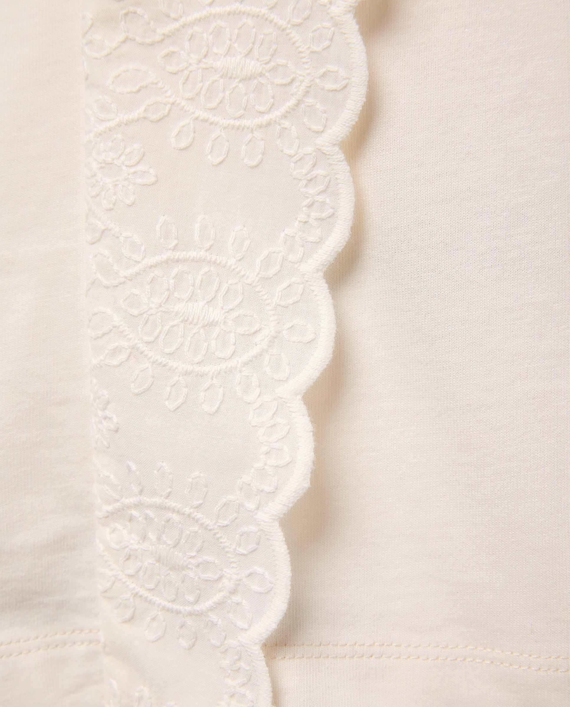 Camiseta de mujer cuello caja volantes Blanco-5