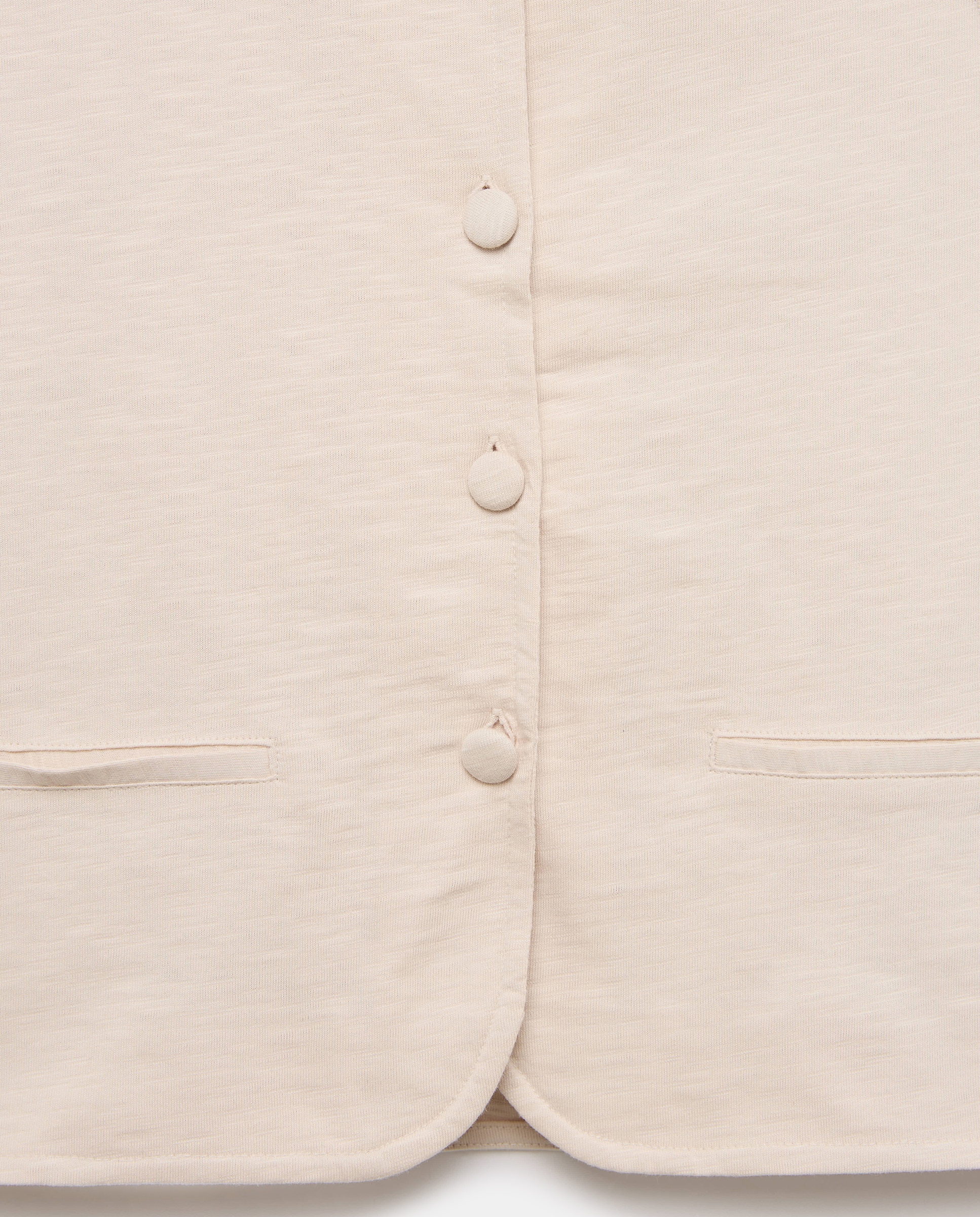 Chaleco de mujer de algodón cuello caja abotonado Beige-5