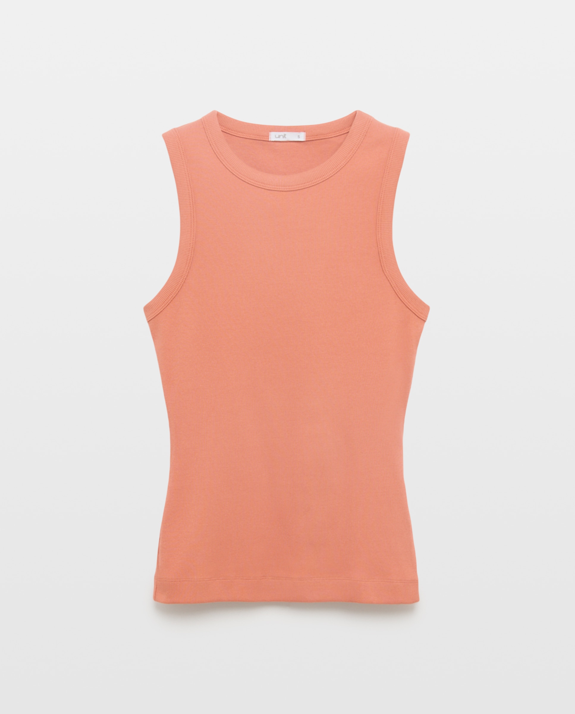 Camiseta halter de mujer de tirantes y canalé 660 Naranja-4