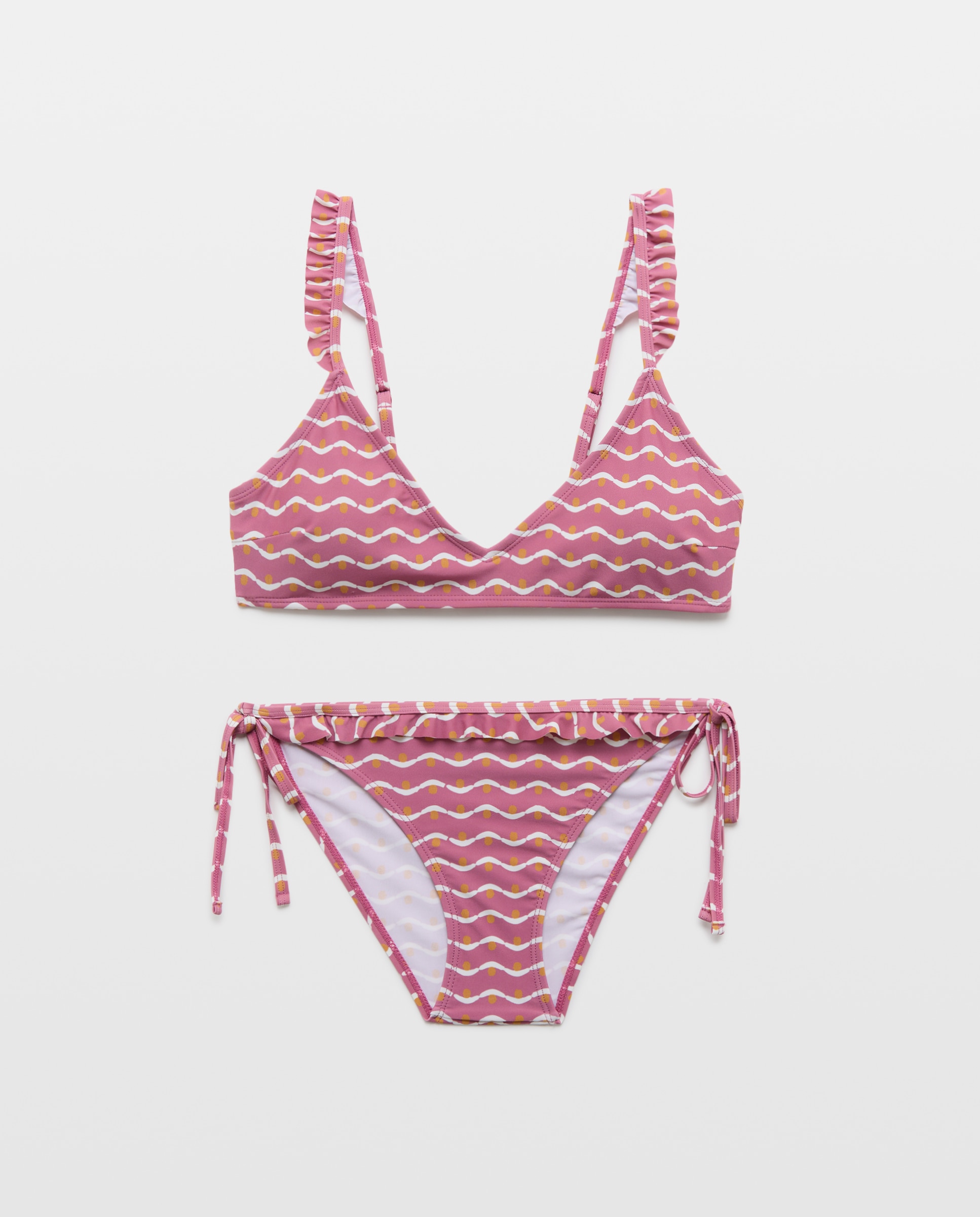 Bikini mujer escote pico minivolante manga 450 Turquesa-4